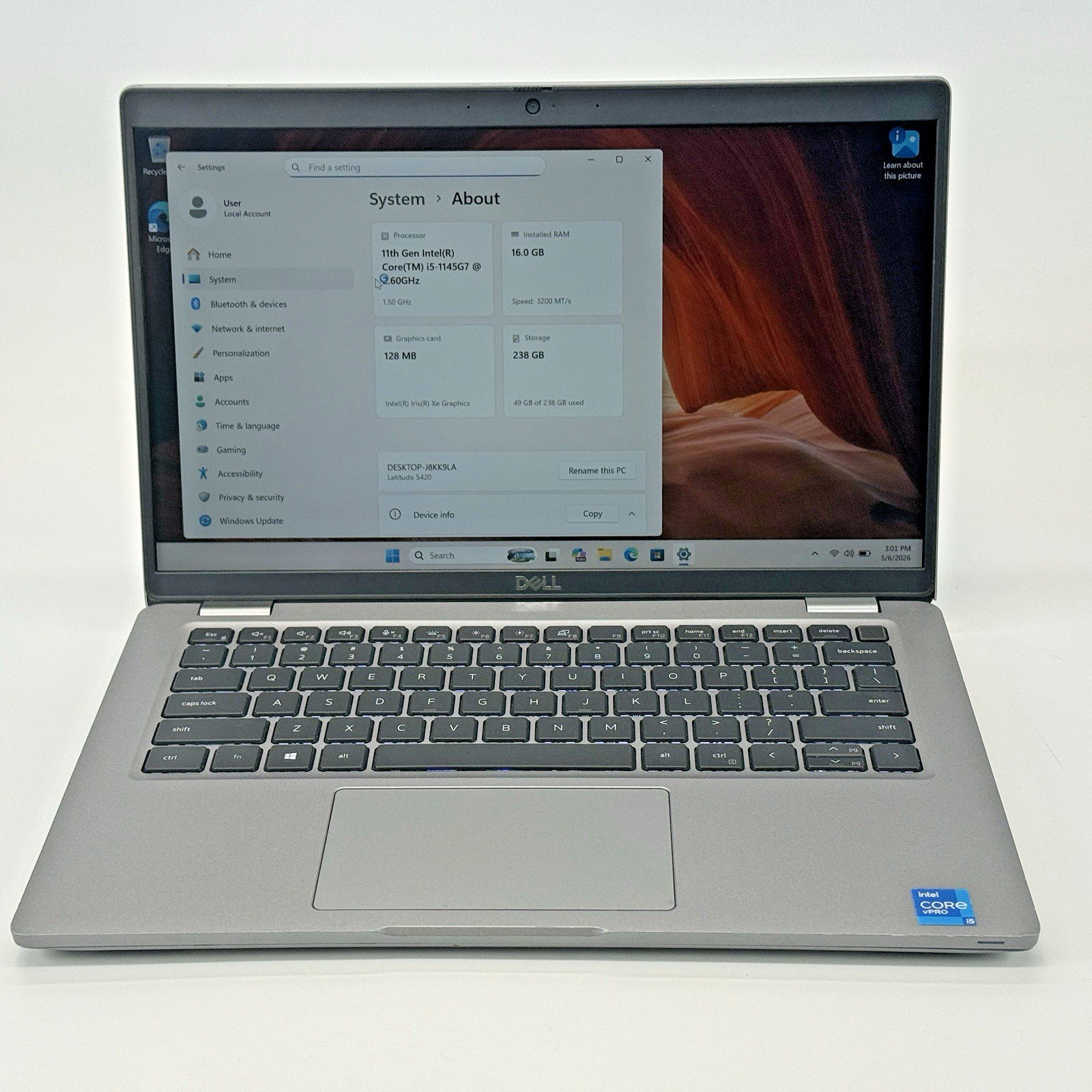 Dell Latitude 5420 Intel i5-1145G7 2.60 GHz 16 GB RAM 256 GB SSD (NVMe) Win 11