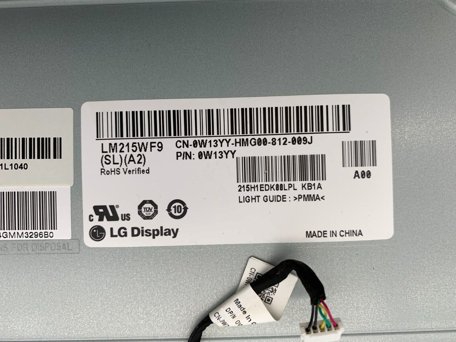 Dell W13YY - LM215WF9  (SL) (A2) - with board