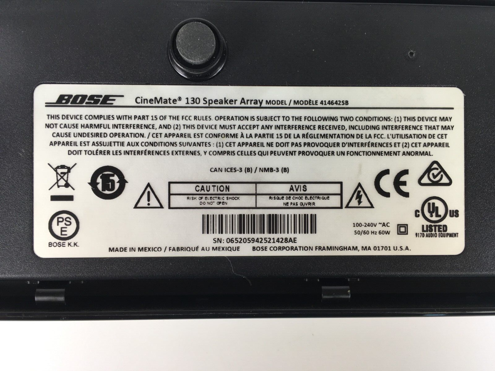 Bose 414642sb Sound Bar 130 Soundbar aray