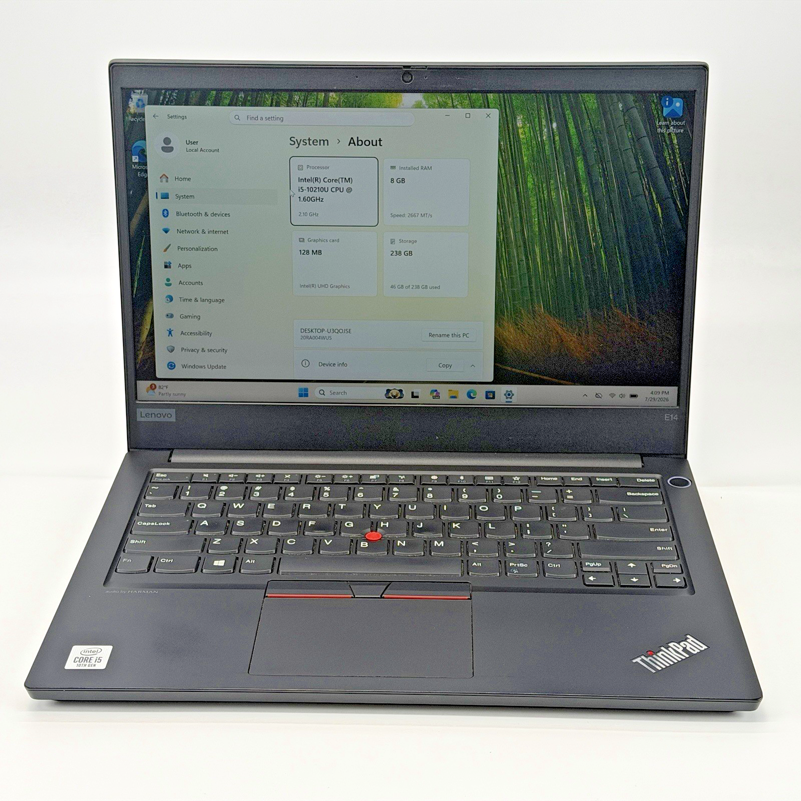 Lenovo ThinkPad E14 Intel i5-10210u 1.60 GHz 8 GB RAM 256 GB SSD Windows 11 Pro