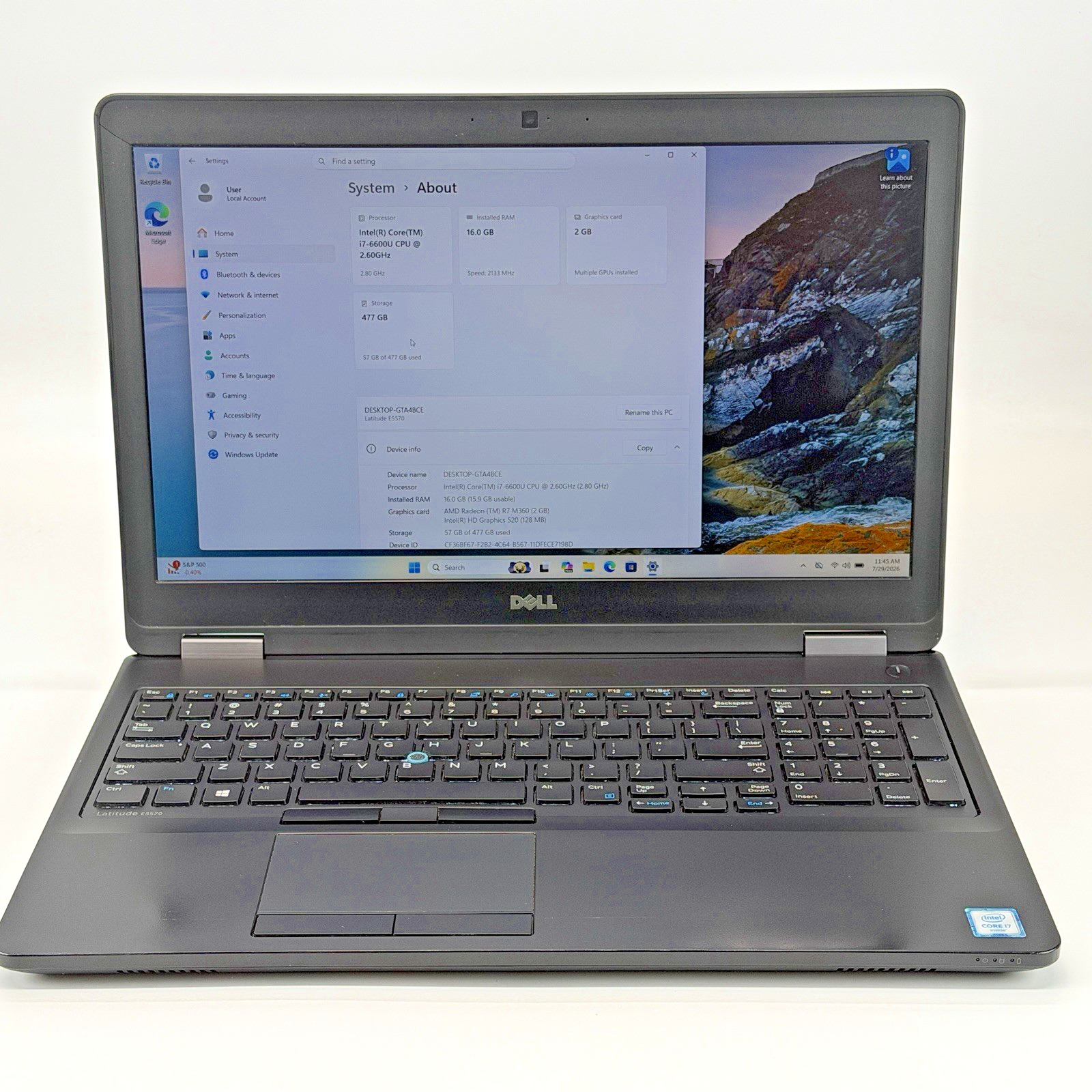 Dell Latitude E5570 i7-6th Gen 2.60 GHz 16 GB RAM 512 GB SSD (NVMe) Win 11 Pro