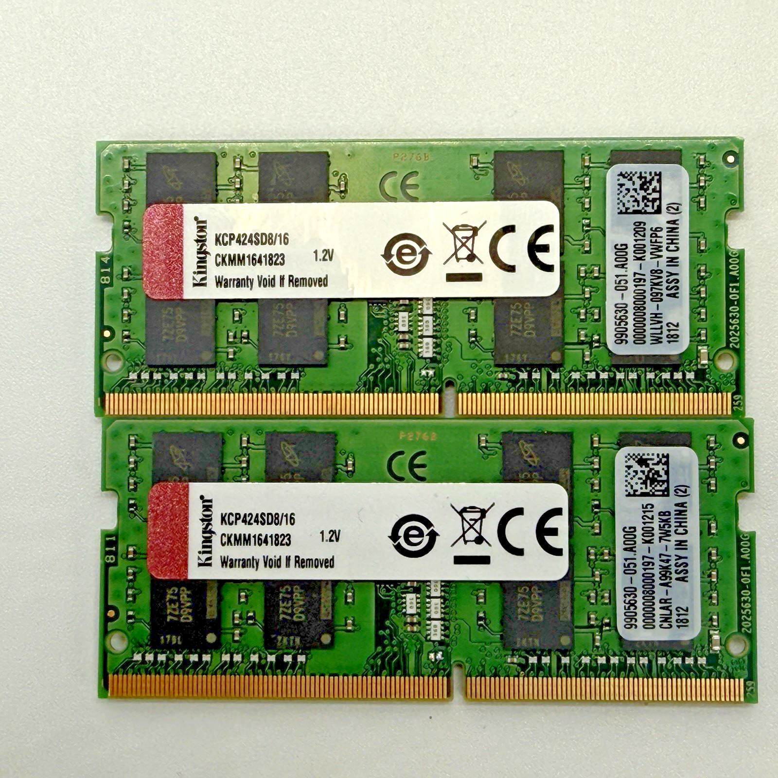 (2) Kingston 16GB Laptop 1.2v DDR4-2400 Memory Ram Sodimm KCP424SD8/16