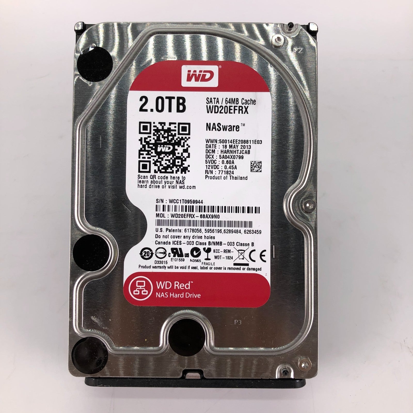 Western Digital Red NASware 2TB SATA Hard Drive wd20efrx-68ax9n0
