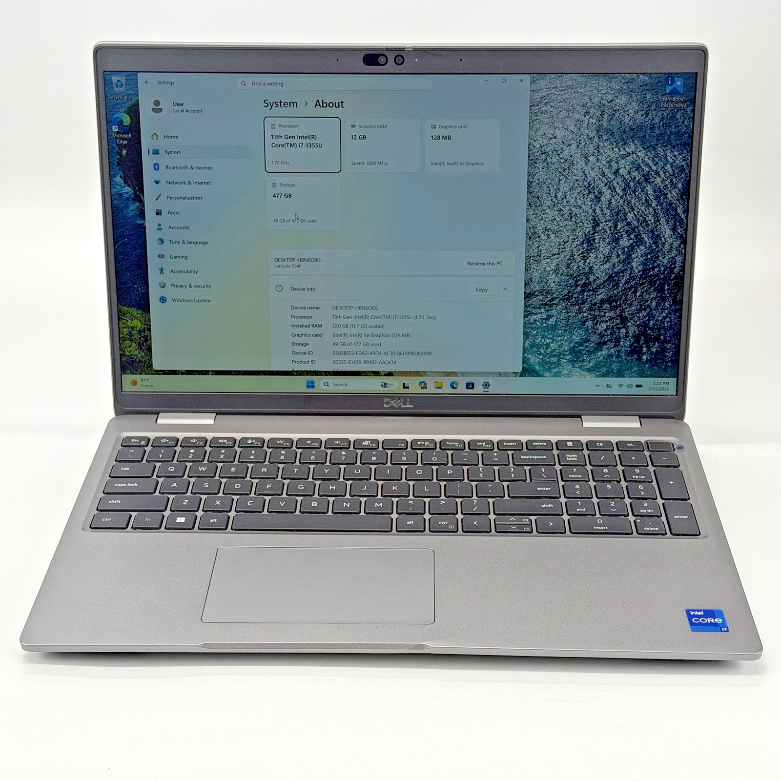 Dell Latitude 5540 Intel i7-13555u 1.70 GHz 12 GB RAM 512 GB SSD (NVMe) Win 11