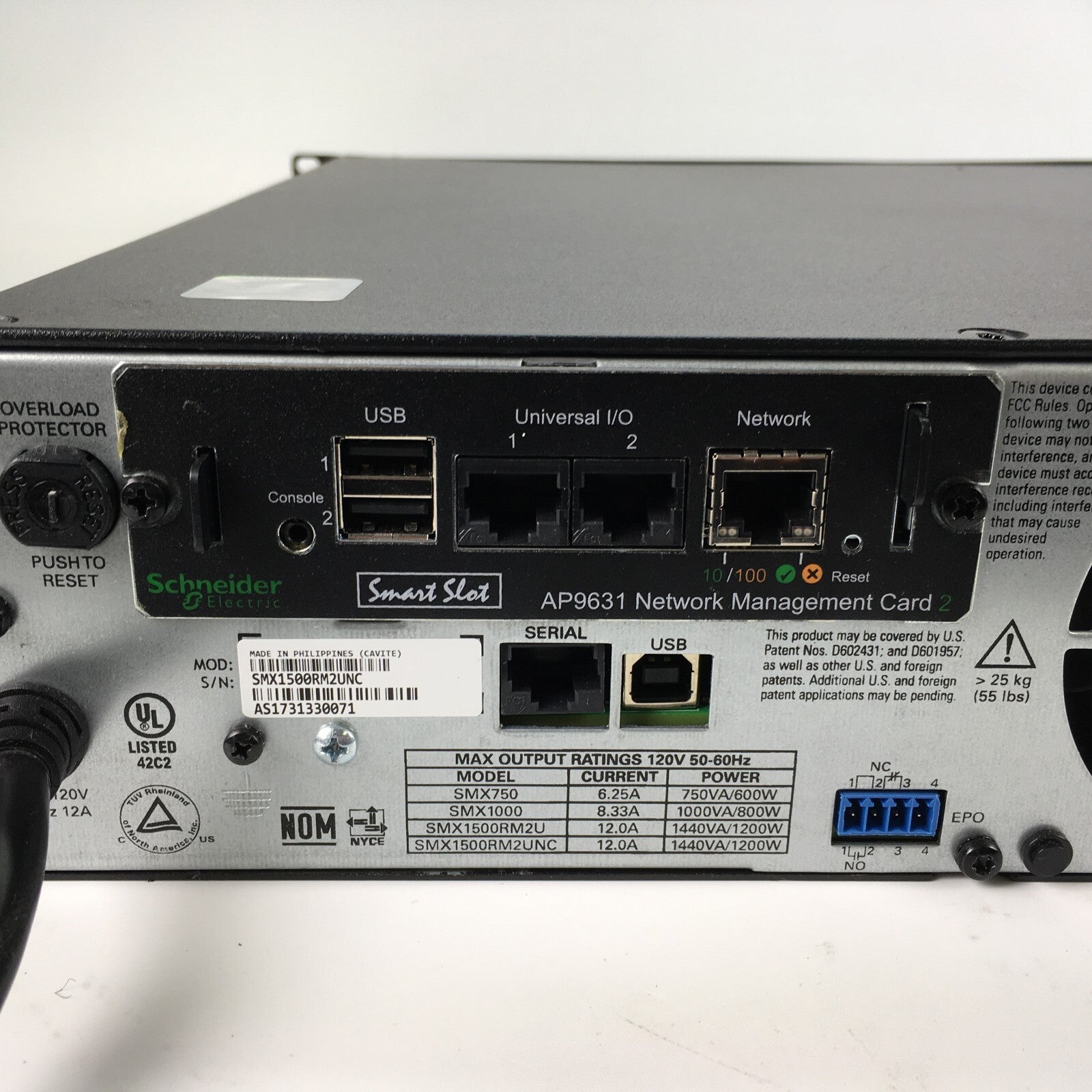 APC Smart-UPS SMX1500RM2U - Rack Mount - Batteries and AP9631 Network Card