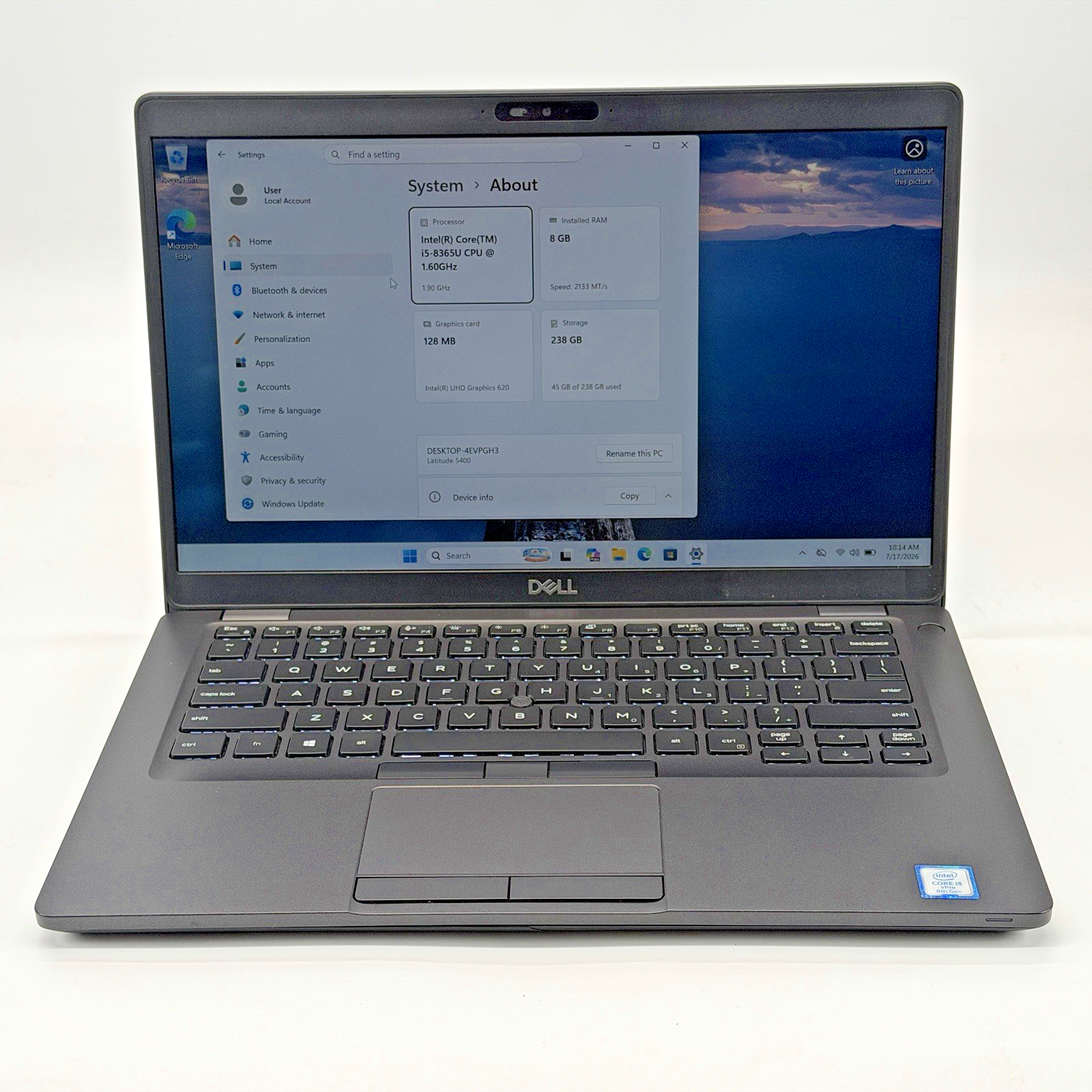 Dell Latitude 5400 Intel i5-8365u 1.60 GHz 8 GB RAM 256 GB SSD (NVMe) Win 11 Pro