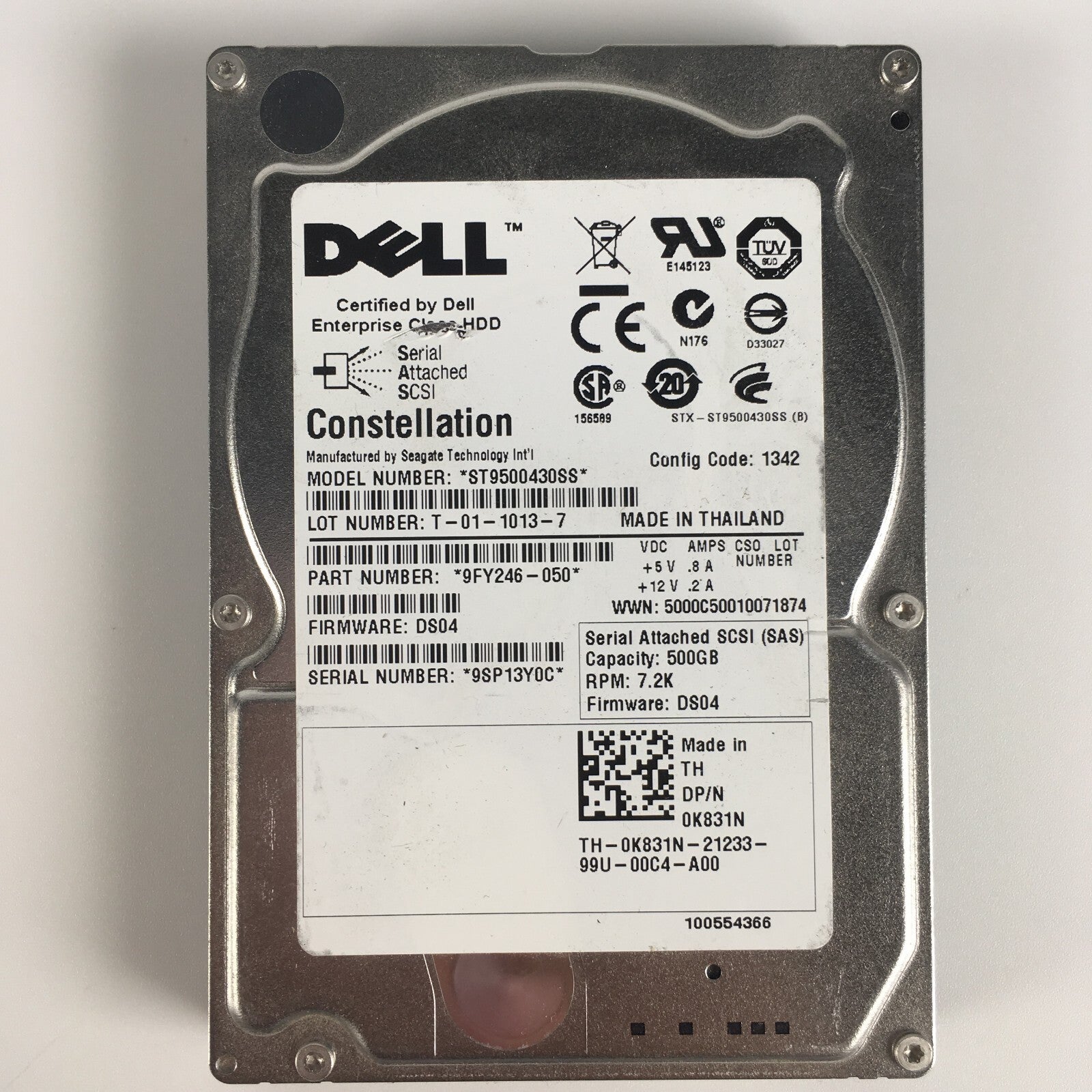 Lot of 7 - Seagate Dell 500GB SAS 7.2K 6Gbps 2.5" HDD ST9500430SS