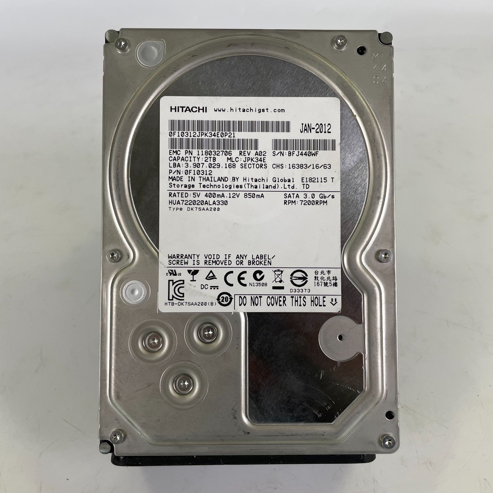 Hitachi 2TB 0F10312 SATA 3Gb/s 3.5" Hard Drive HUA722020ALA330
