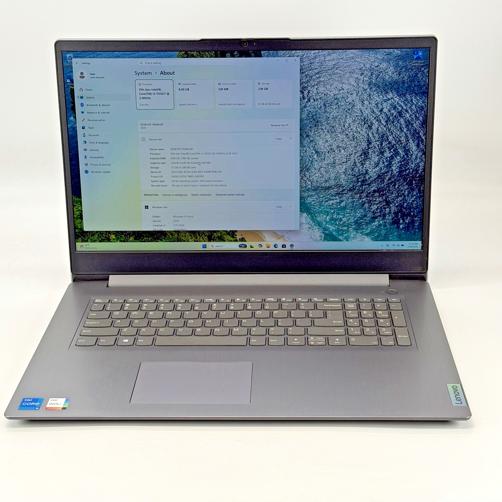 Lenovo IdeaPad 3 17ITL6 Intel i5-1135G7 2.40 GHz 8 GB RAM 256 GB SSD (NVMe)