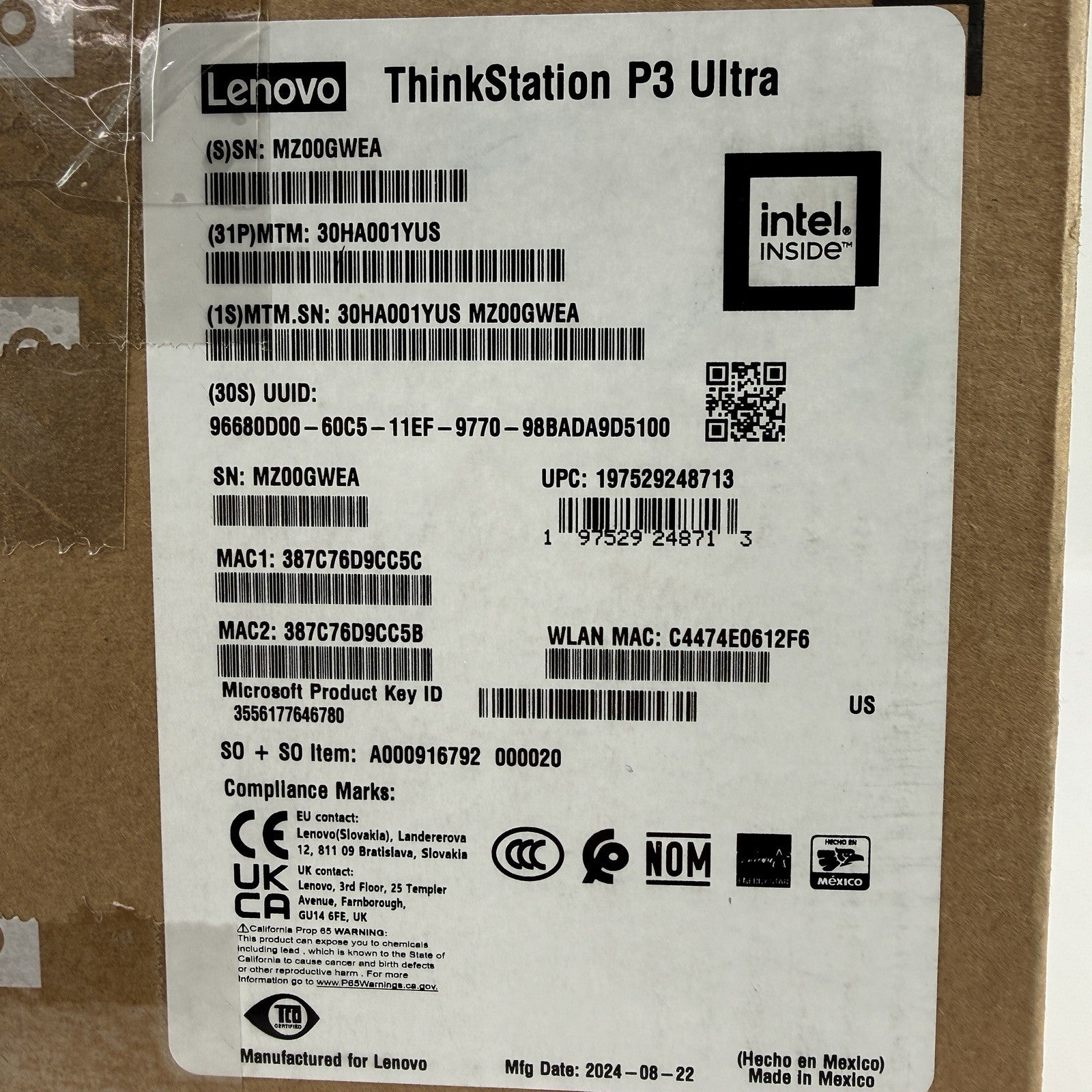 Lenovo Workstation 30HA001YUS 30HA Intel i7-13700 vPro 32 GB DDR 5 RAM 1 TB SSD