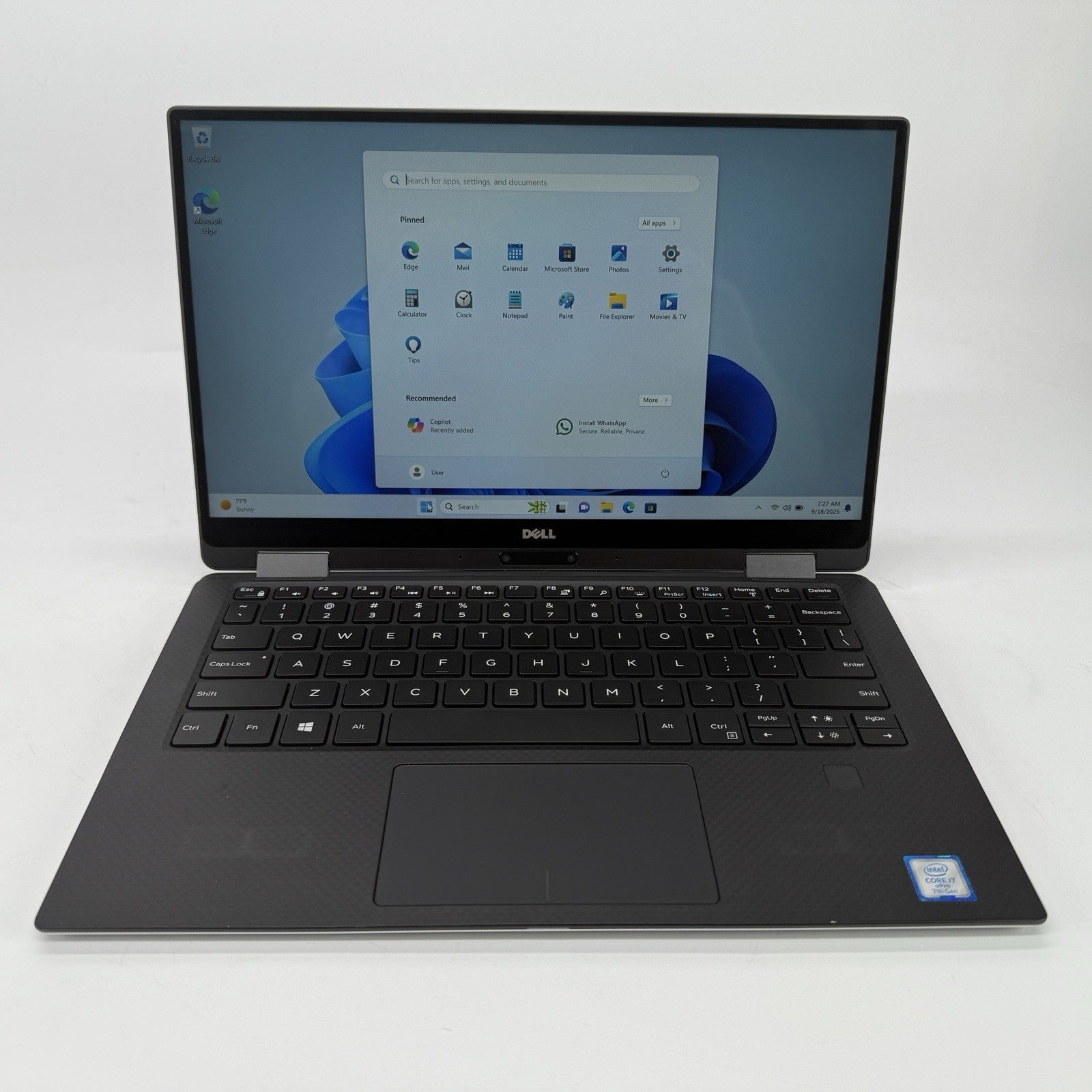 Dell XPS 13 9365 Intel i7-7th Gen 1.30 GHz 8 GB RAM 256 GB SSD (NVME) Win 11