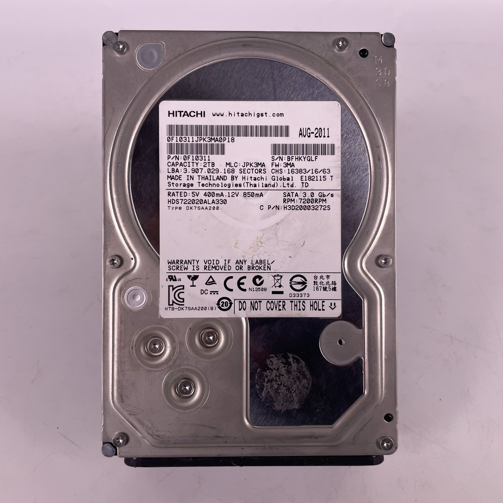 Hitachi H3D20003272 2TB 7200RPM 32MB Cache SATA 3.5" Internal Hard Drive