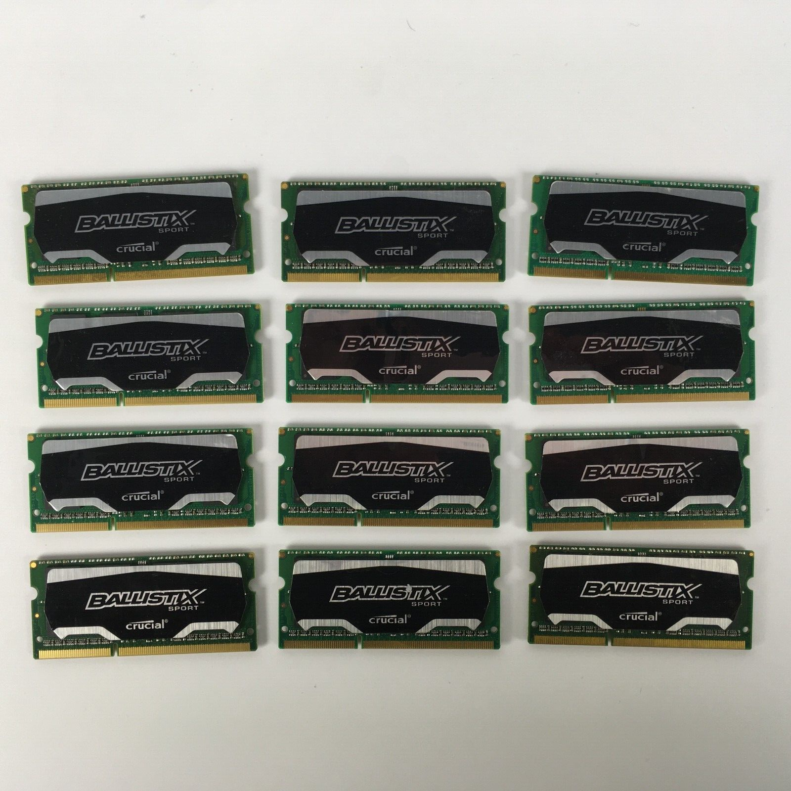 Lot of 12 Crucial BLS4G3N18AES4.16FD2 4GB DDR3 1866 Laptop Memory RAM