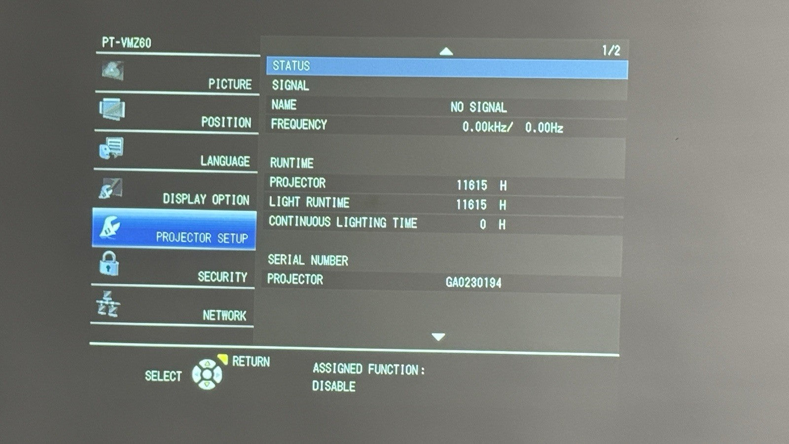 Panasonic PT-VMZ60 Laser Projector NO REMOTE, power cord and HDMI included.