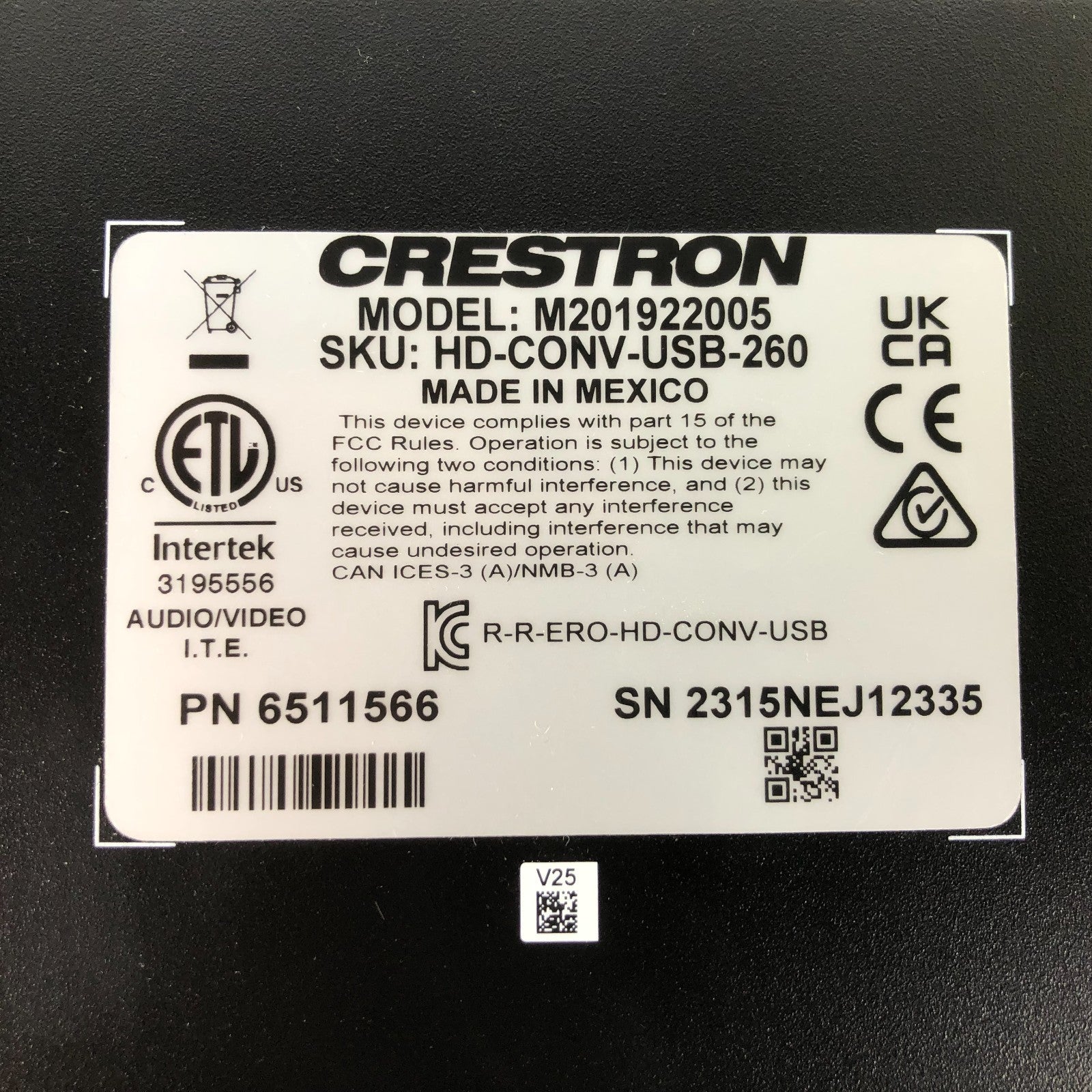 Crestron HD-CONV-USB-260 AV Converter w/ AC Adapter M201922005 6511566