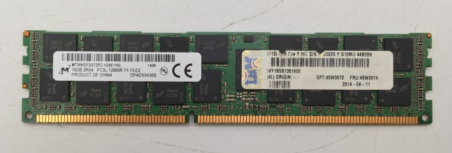 Micron 16GB 2RX4 PC3L-12800R DDR3 MT36KSF2G72PZ-1G6E1HG