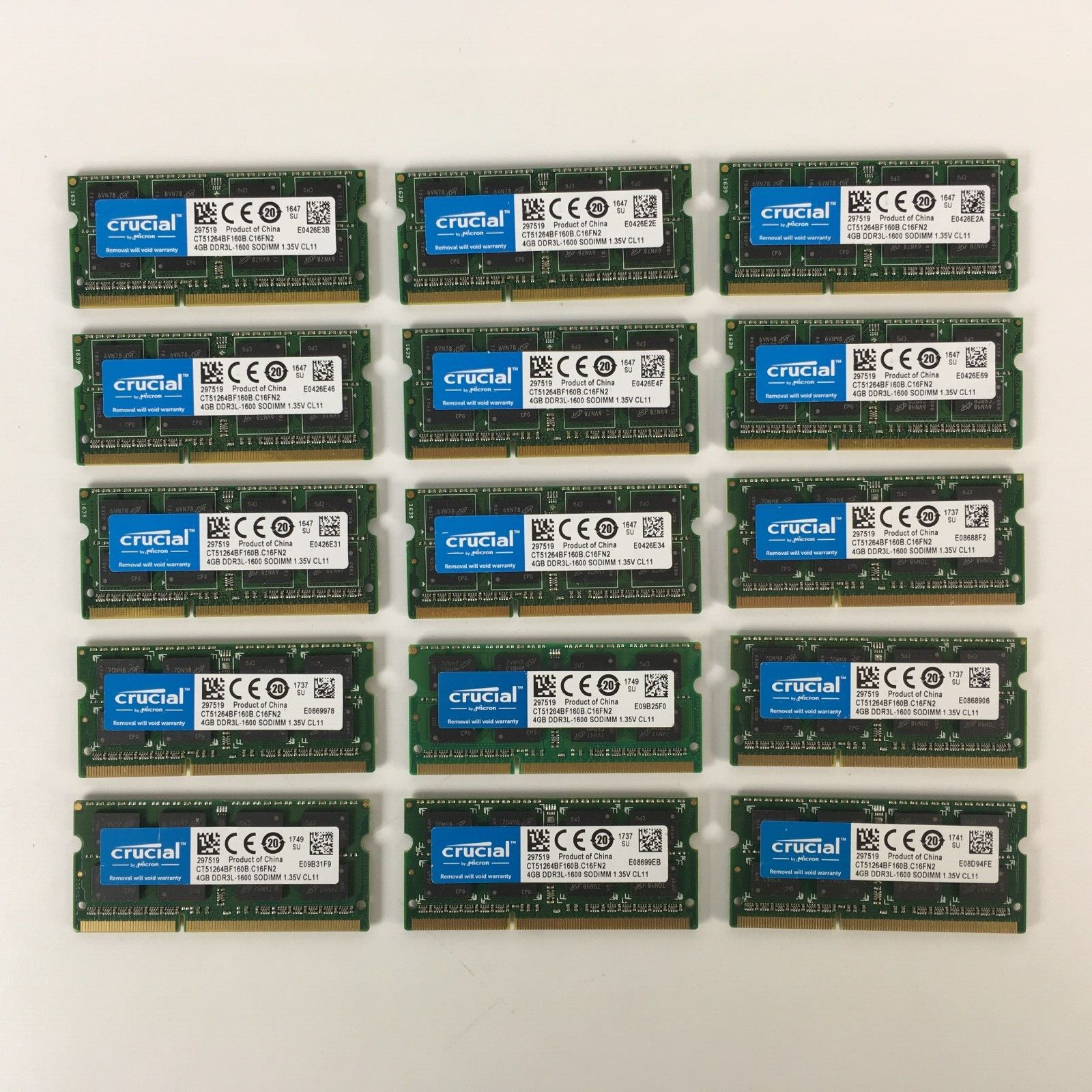 Crucial 60GB Kit 15 x 4GB DDR3L 1600MHz PC3L-12800 Laptop RAM CT51264BF160B