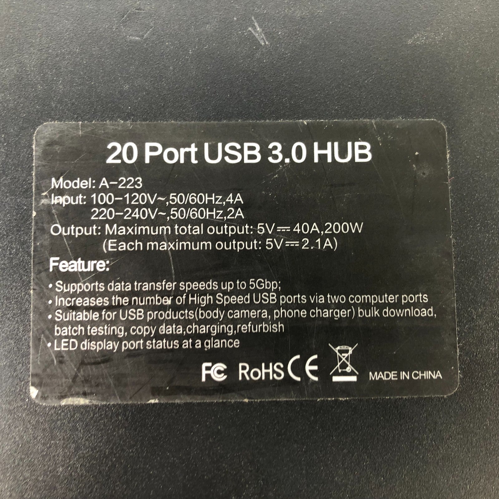 20 Port USB 3.0 Hub - 5Gbps Sync & High Speed Data Transfer