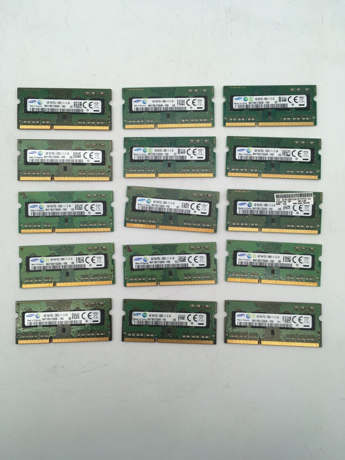 15x Samsung 4GB PC3L-12800S DDR3 SDRAM Laptop Memory M471B5173QH0-YK0