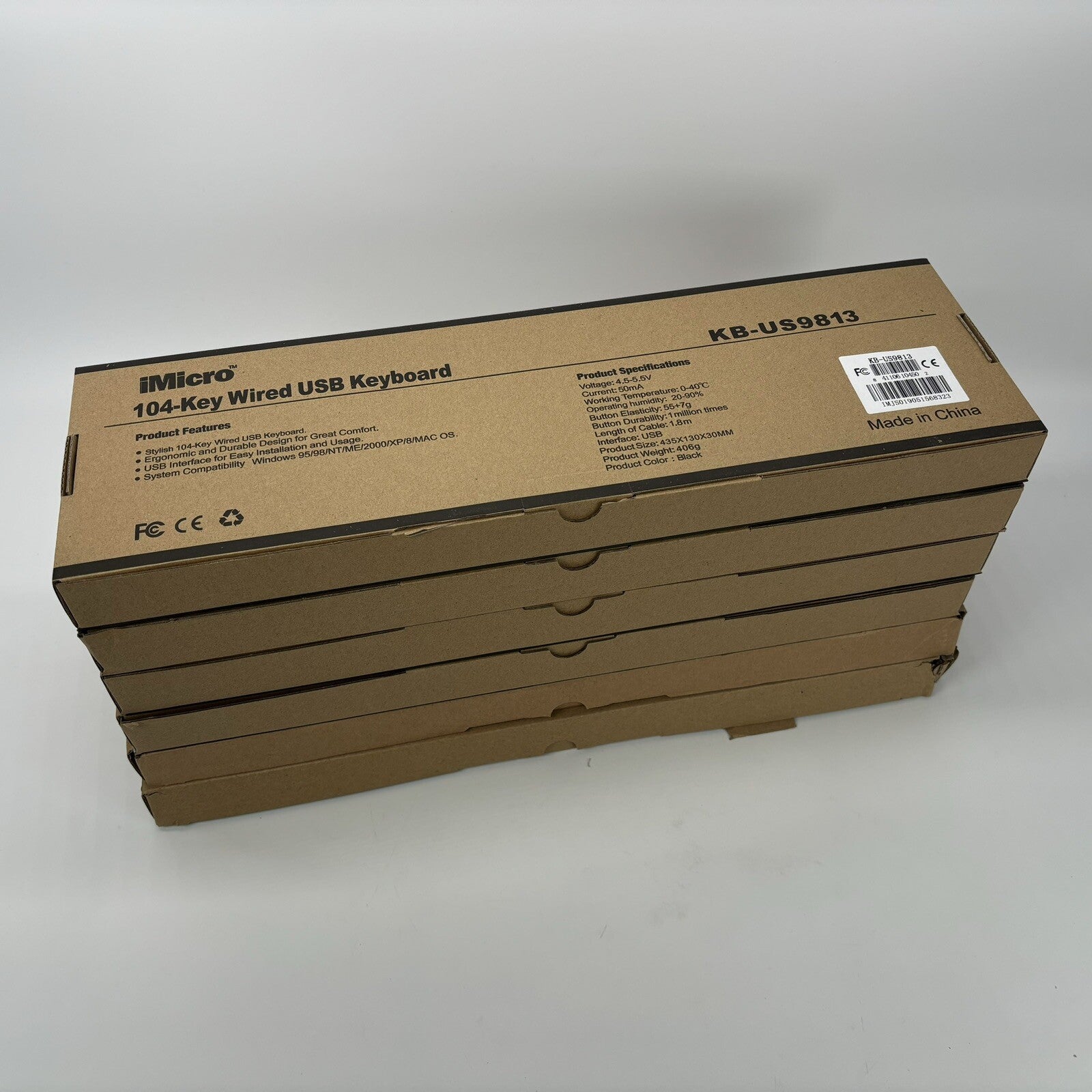 Lot of (6) iMicro KB-US9813 104 Key Wired USB Keyboard ,Black