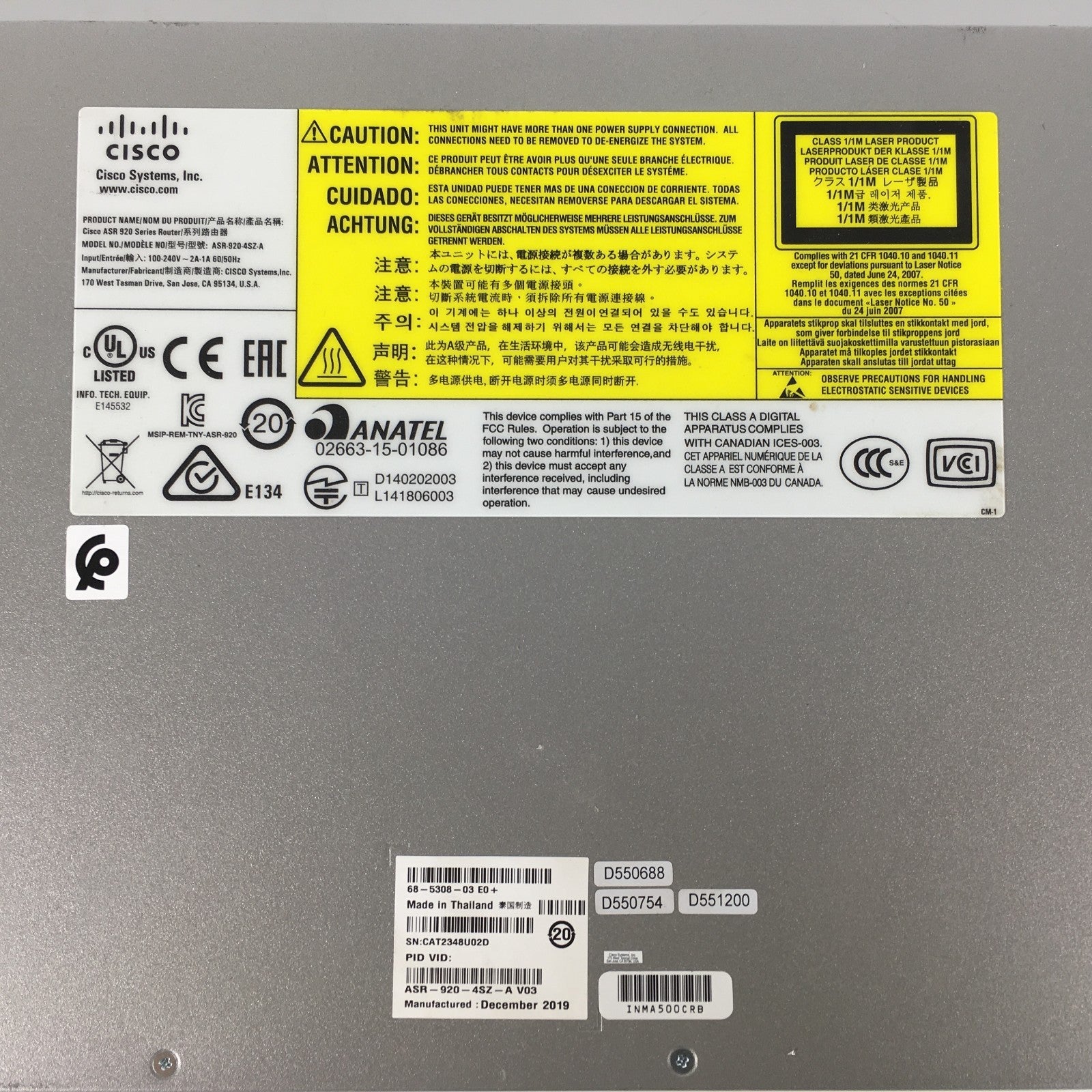 Cisco ASR 920 Router - ASR-920-4SZ-A -Gigabit - 10GB SFP+