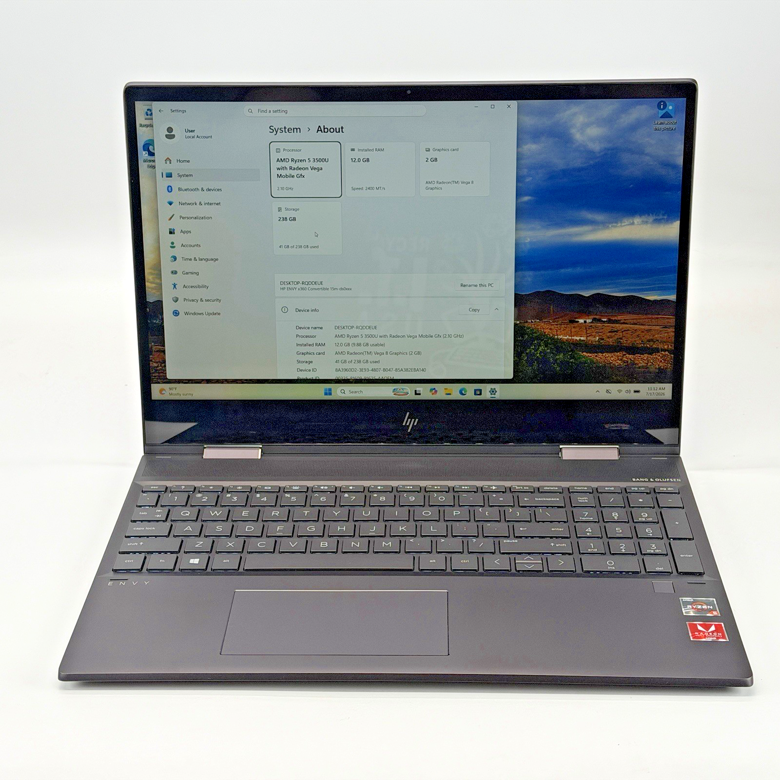 HP ENVY x360 15m-ds0011dx AMD Ryzen 5-3500u 12 GB RAM 256 GB SSD (NVMe) Win 11