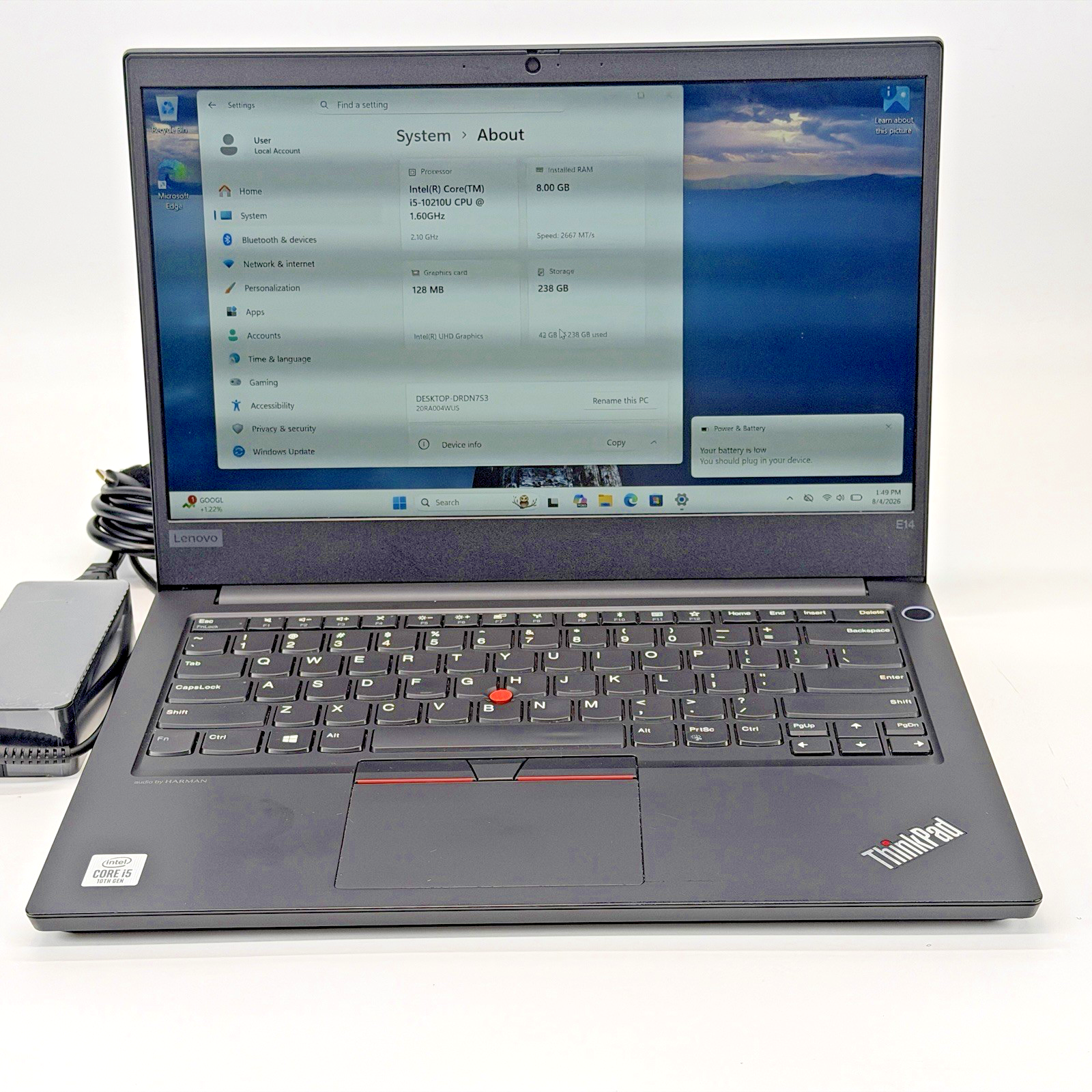 Lenovo ThinkPad E14 Intel i5-10th Gen 1.60 GHz 8 GB RAM 256 GB SSD Windows 11