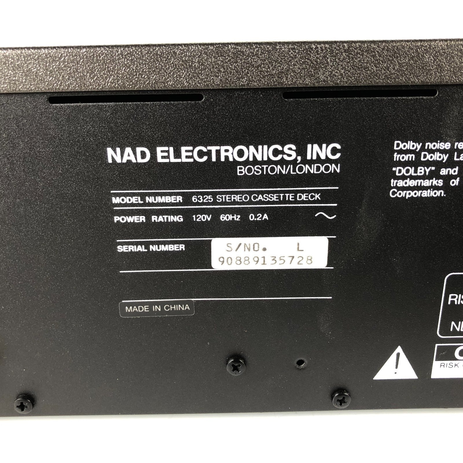 NAD 6325 Stereo Cassette Deck **FOR PARTS - AS IS**