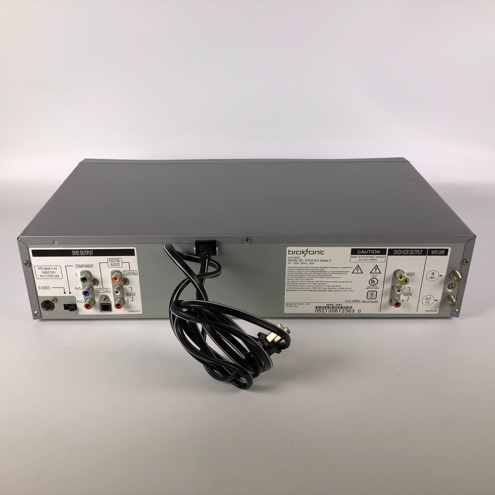 Broksonic DVCR-810 VHS/DVD player - no remote