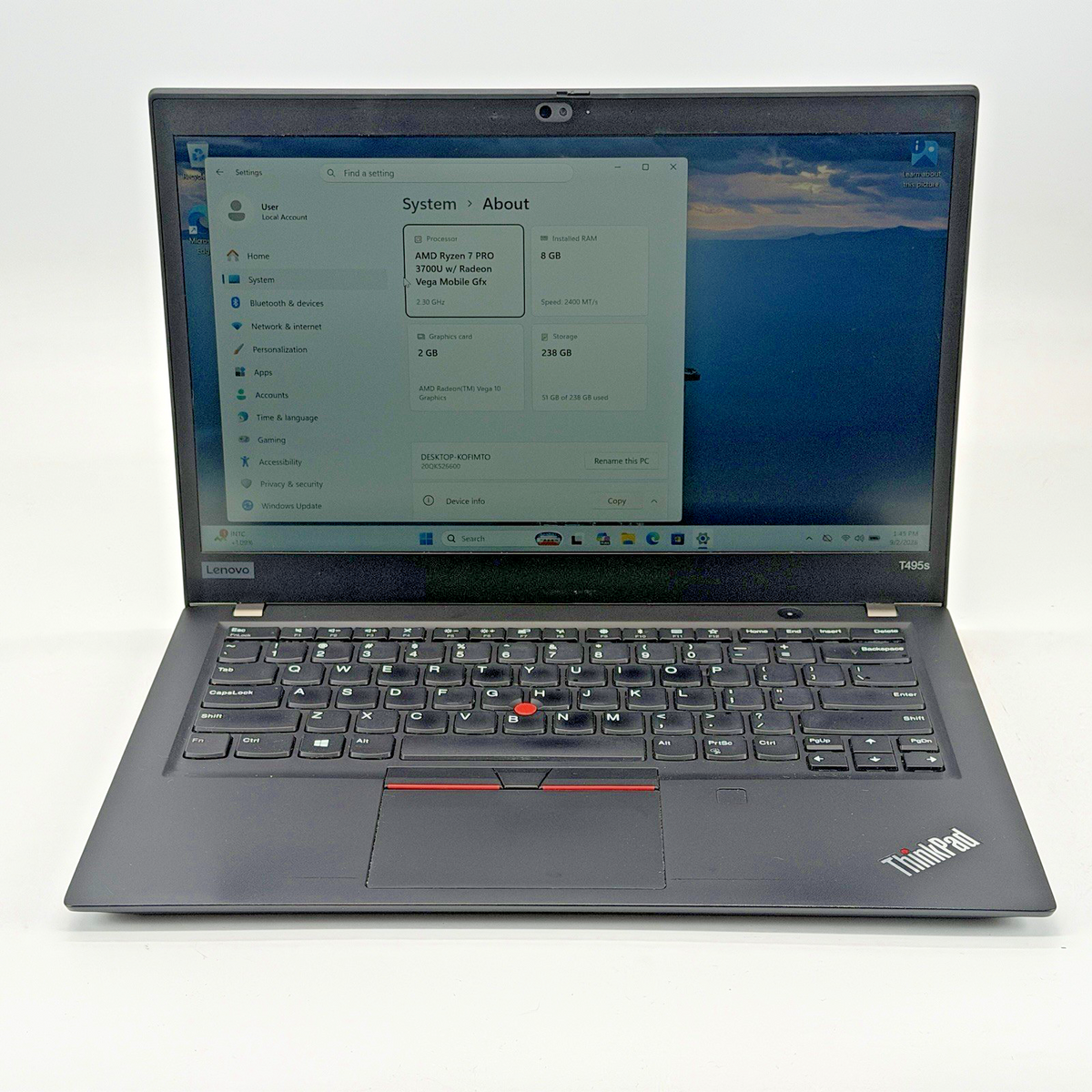 Lenovo ThinkPad T495s AMD Ryzen 7 Pro 3700 2.30 GHz 8 GB RAM 256 GB SSD (NVMe)