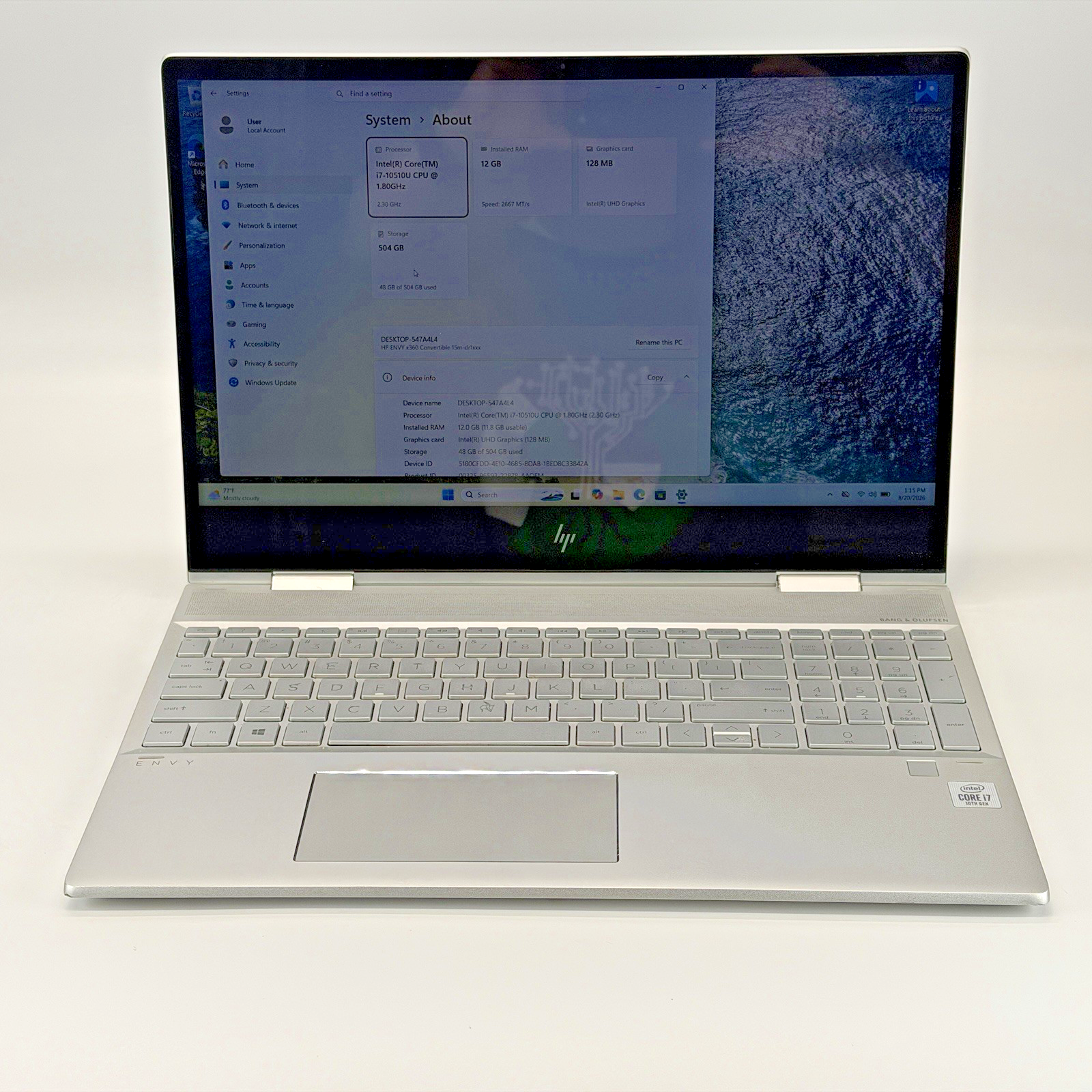 HP ENVY x360 15m-dr1012dx Intel i7-10510 1.80 GHz 12 GB RAM 512 GB SSD (NVMe)