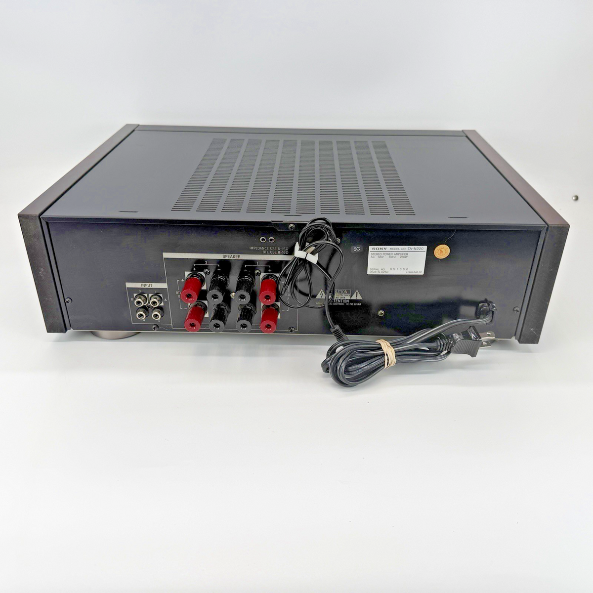 Sony TA-N220 Multi Channel Power Amplifier Wood Side Panels Works as intended
