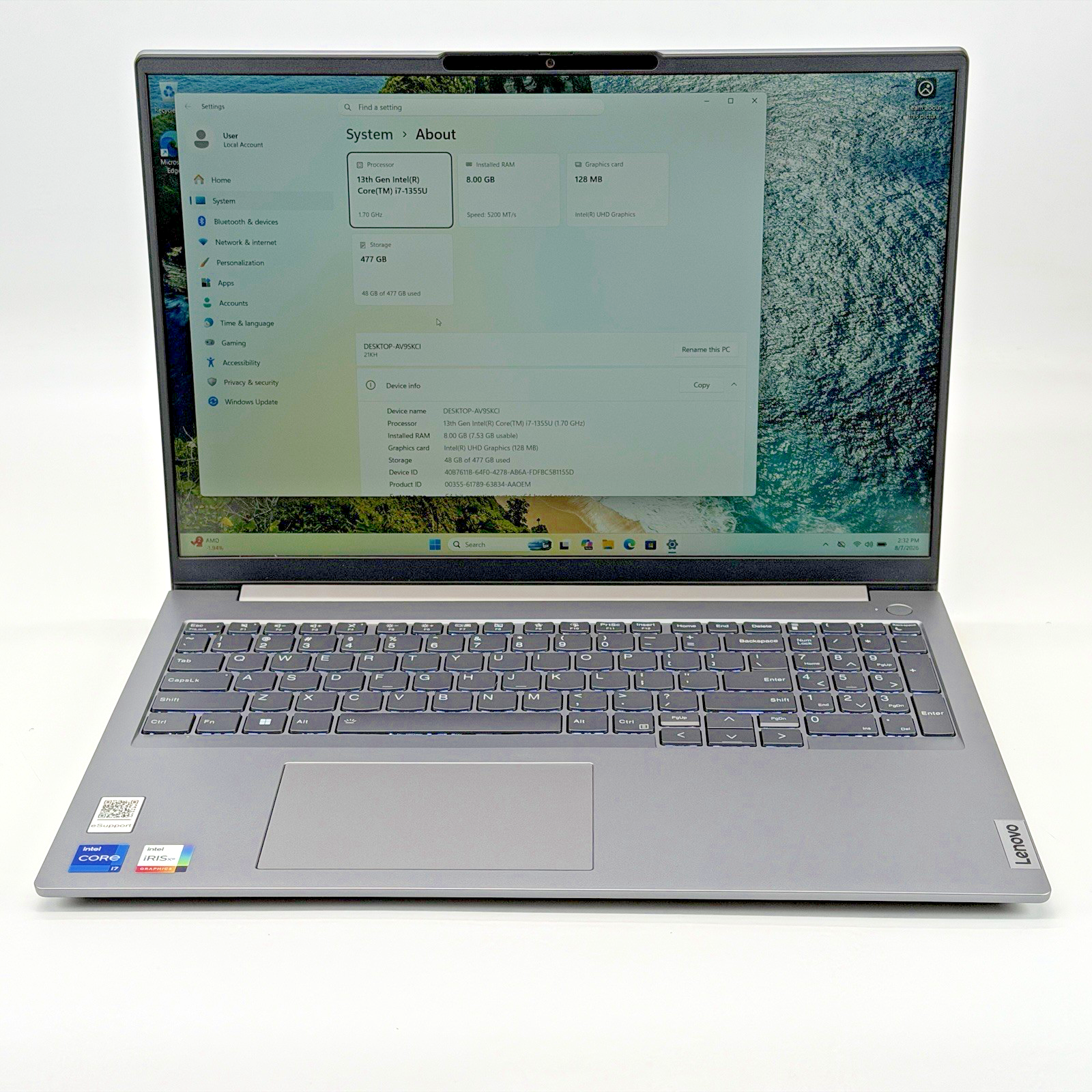 Lenovo Thinkbook 16 G6 Intel i7-1355u 1.70 GHz 8 GB RAM (DDR5) 512 GB SS (NVMe)