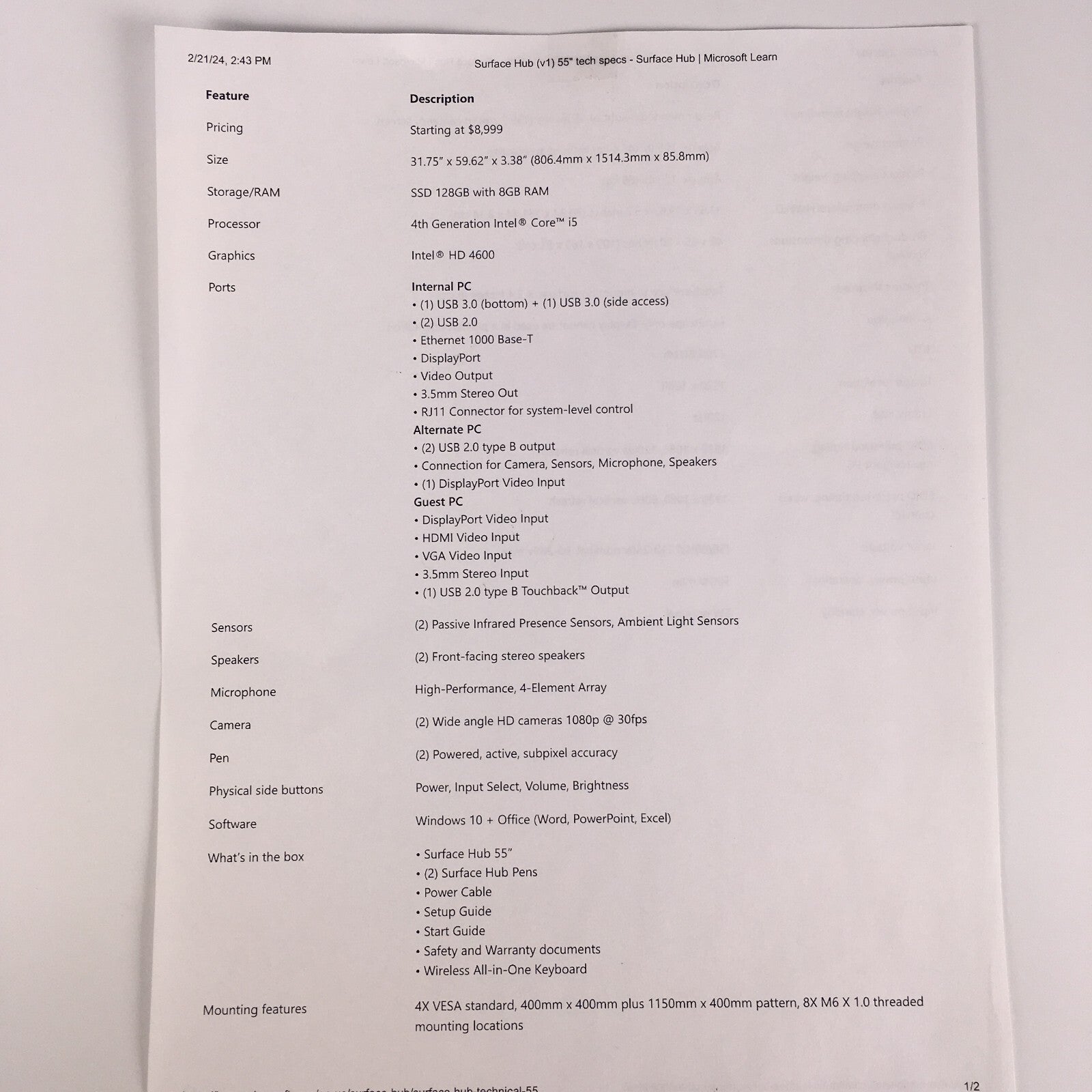 Microsoft Surface Hub 55"