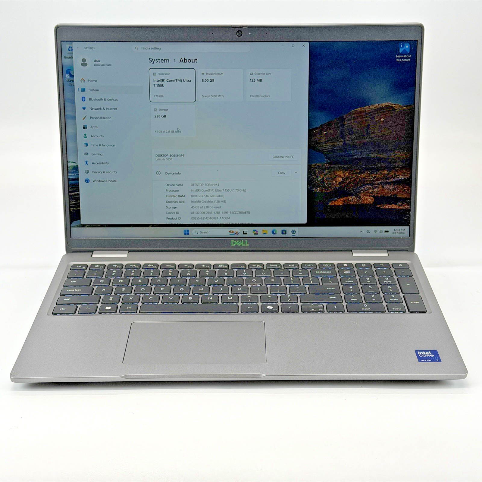 Dell Latitude 5550 Intel Ultra 7-155u 1.70 GHz 8 GB RAM 256 GB SSD (NVMe) Win 11