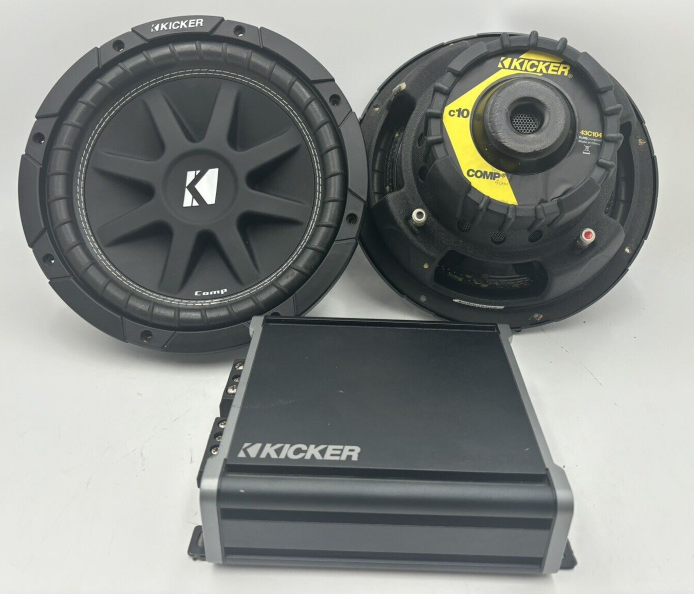 Kicker 43C104 10" Subwoofers (2), Kicker CXA400.1 Amp, Works GREAT
