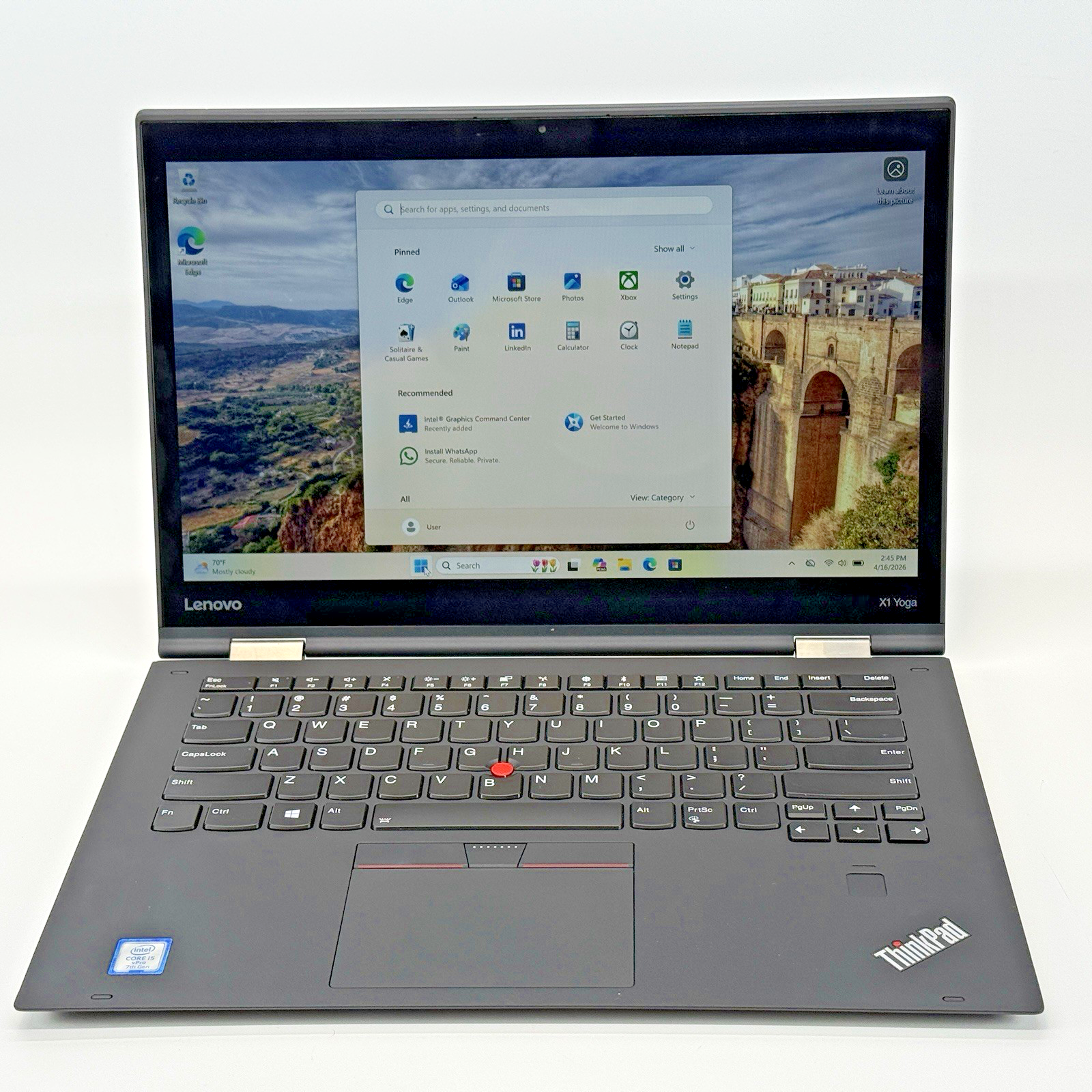 Lenovo ThinkPad x1Yogo 2nd Gen Intel i5-7300u 2.6 GHz 8 GB RAM 256 GB SSD Win 11
