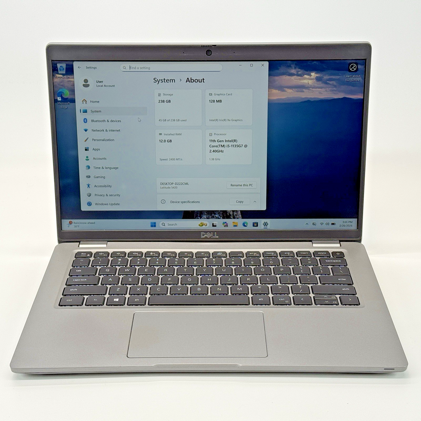 Dell Latitude 5420 Intel i5-1135G7 2.40 GHz 12 GB RAM 256 GB SSD (NVMe) Win 11