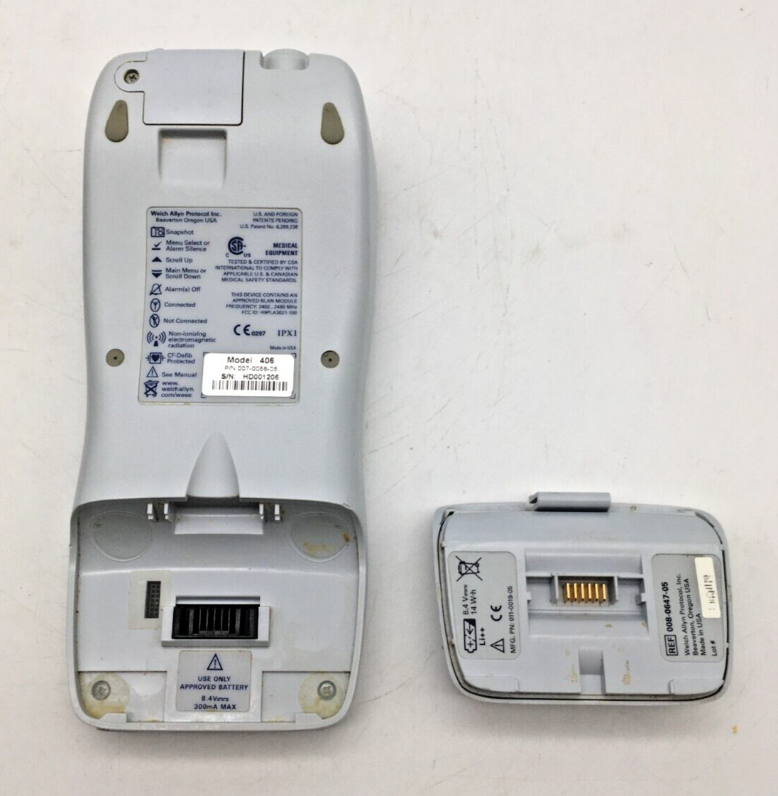 Welch Allyn MICROPAQ 406 Wearable Patient Monitor - cables