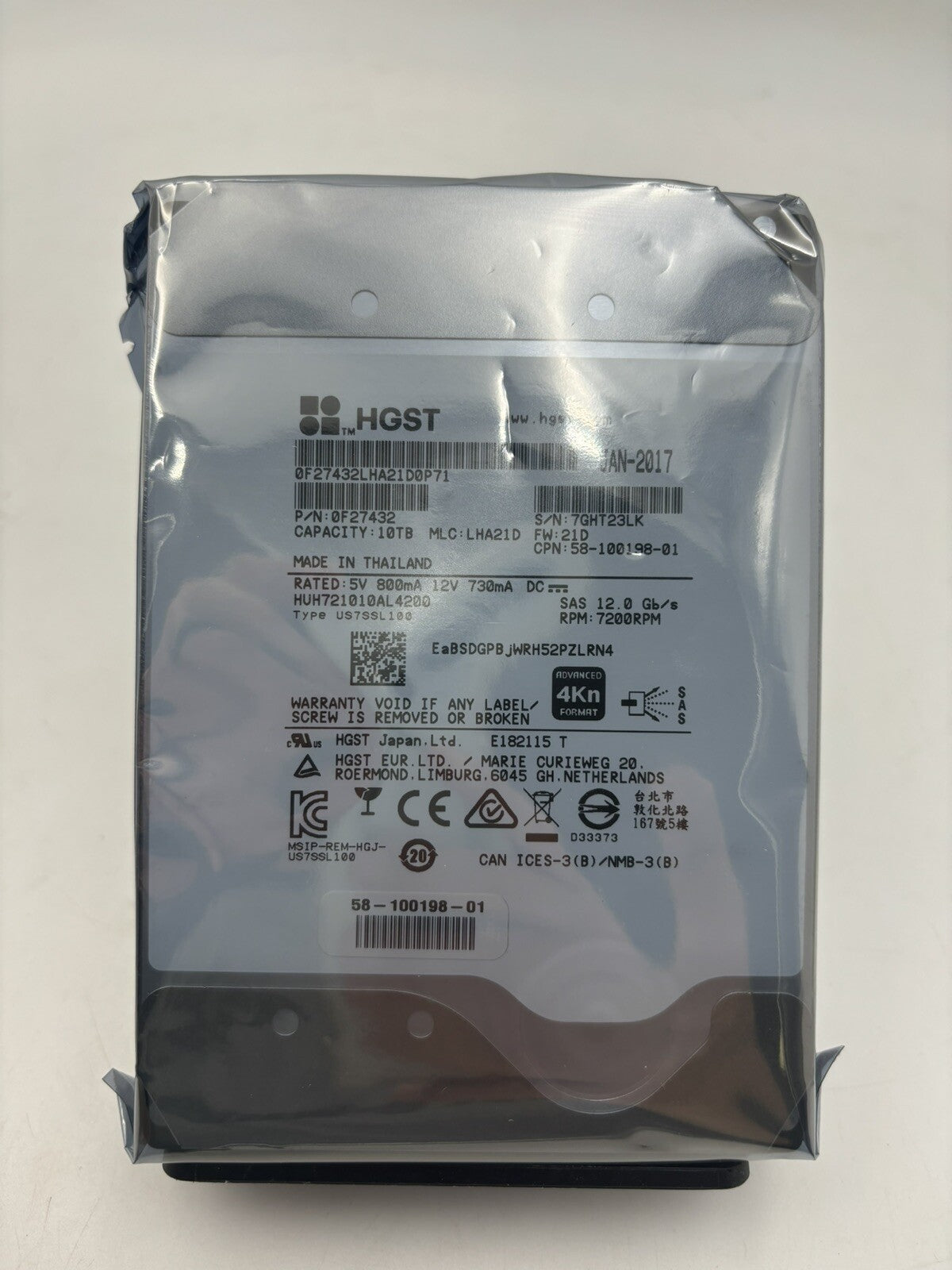 Cisco UCS 10TB 7.2K SAS 12Gb/s 4Kn 3.5" LFF Hard Drive HDD UCS-HD10T7KL4K
