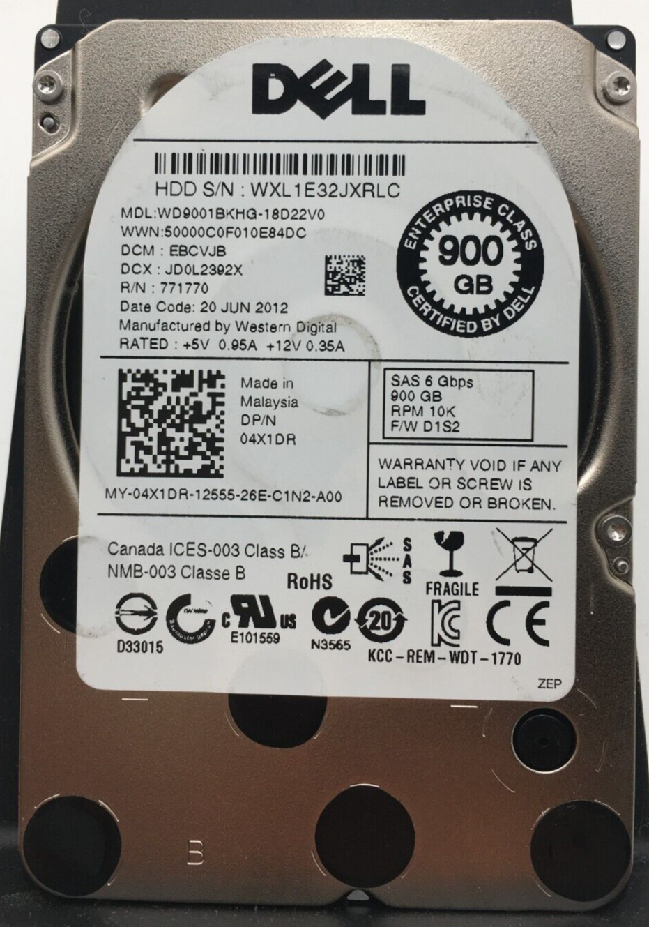 Lot of (8) Dell 04X1DR Western Digital WD9001BKHG 900GB HDD