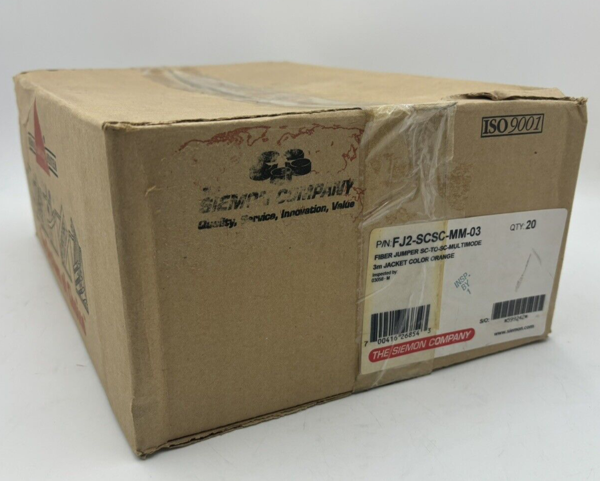 Box of (20) SIEMON COMPANY FJ2-SCSC-MM-03 SC-Duplex Fiber Jumper & Pigtails