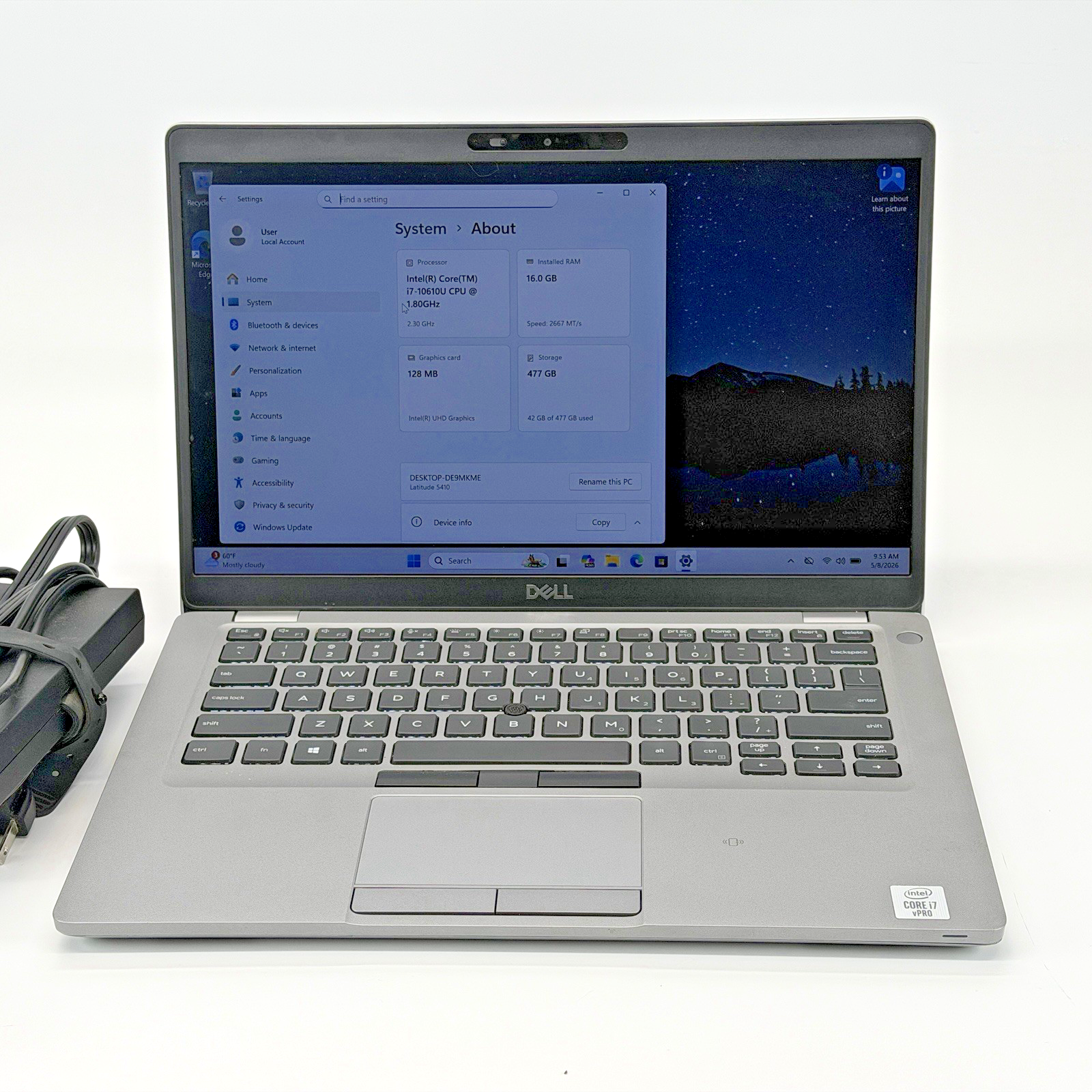 Dell Latitude 5410 Intel i5-10610u 2.30 GHz 16 GB RAM 500 GB SSD (NVMe) Win 11