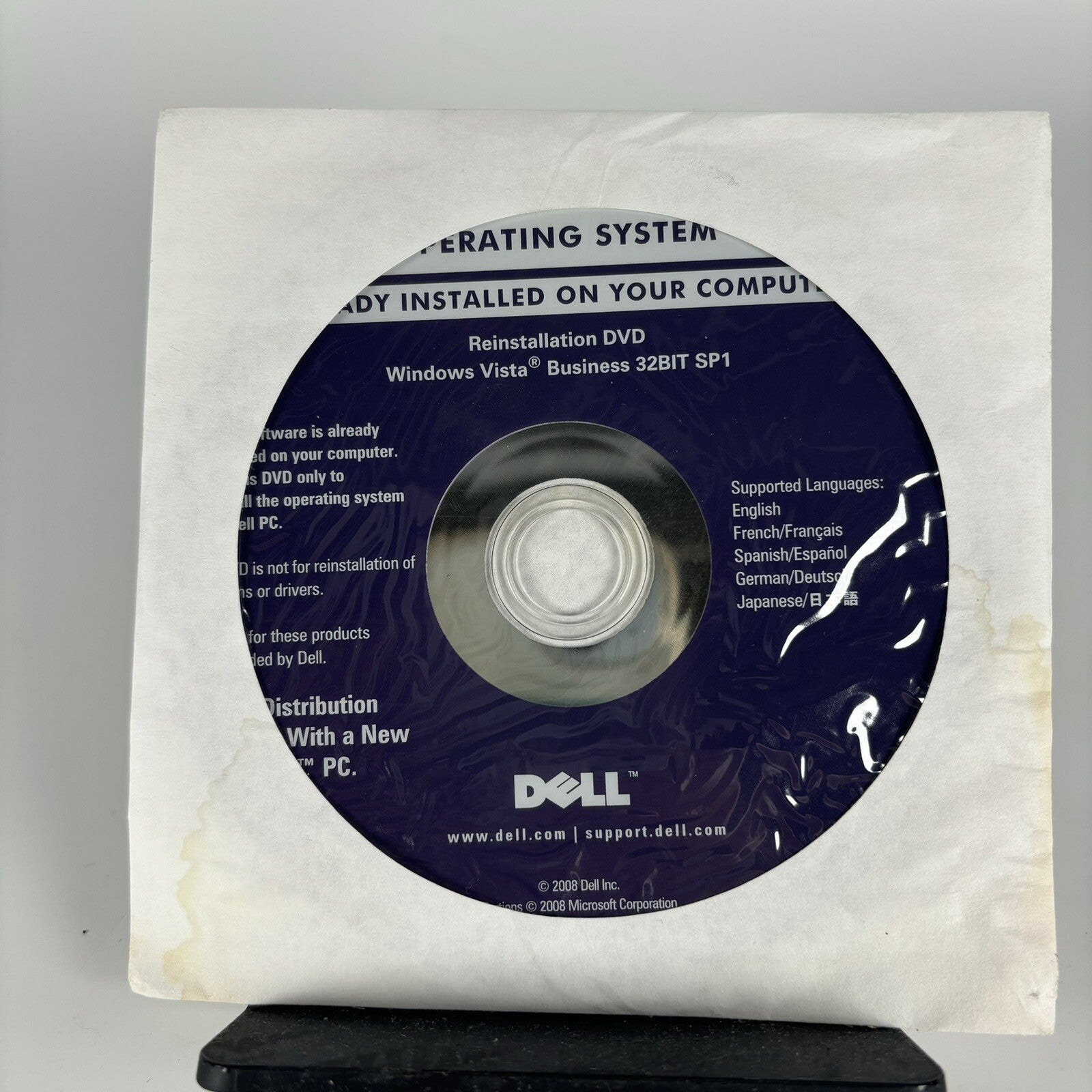 New Dell Windows Vista Business 32Bit SP1 Reinstallation CD 0J229H (No Key)