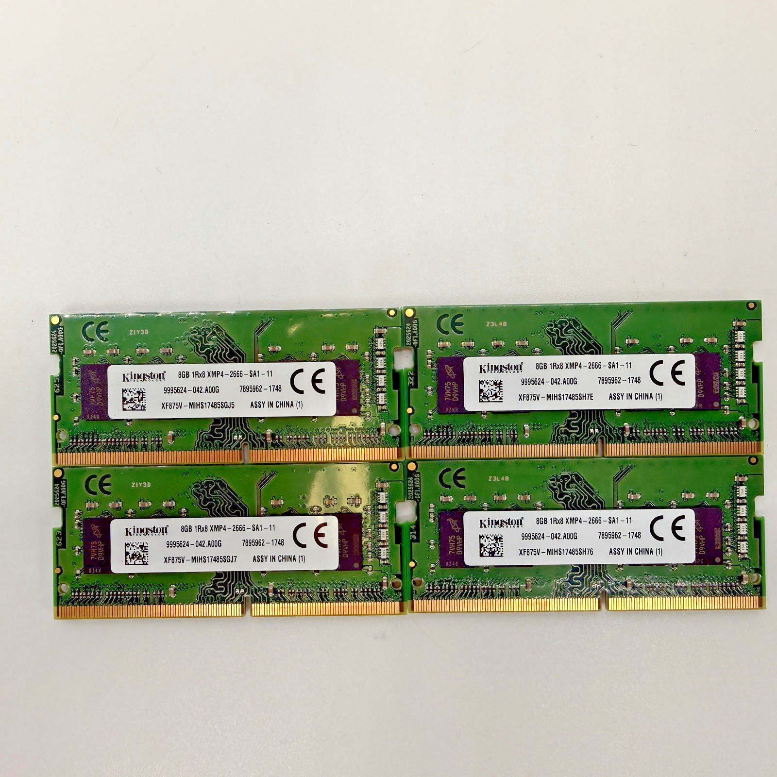 Kingston 8GB 1Rx8 XMP4-2666-SA1-11-LAP Memory Module (Lot of 4 - 32GB Total)