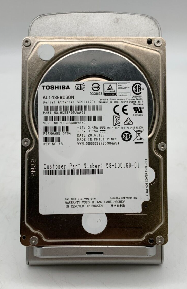 LOT OF 2 Toshiba AL14SEB030N - HDEBF05JAA51 - 300GB SAS Hard Drive