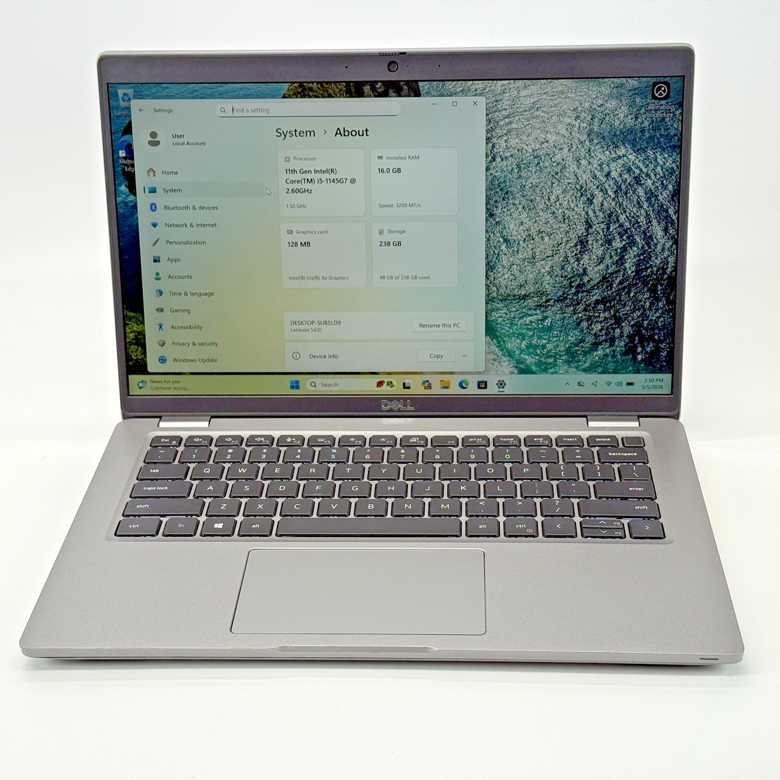 Dell Latitude 5420 Intel i5-1145G7 2.50 GHz 16 GB RAM 256 GB SSD (NVMe) Win 11