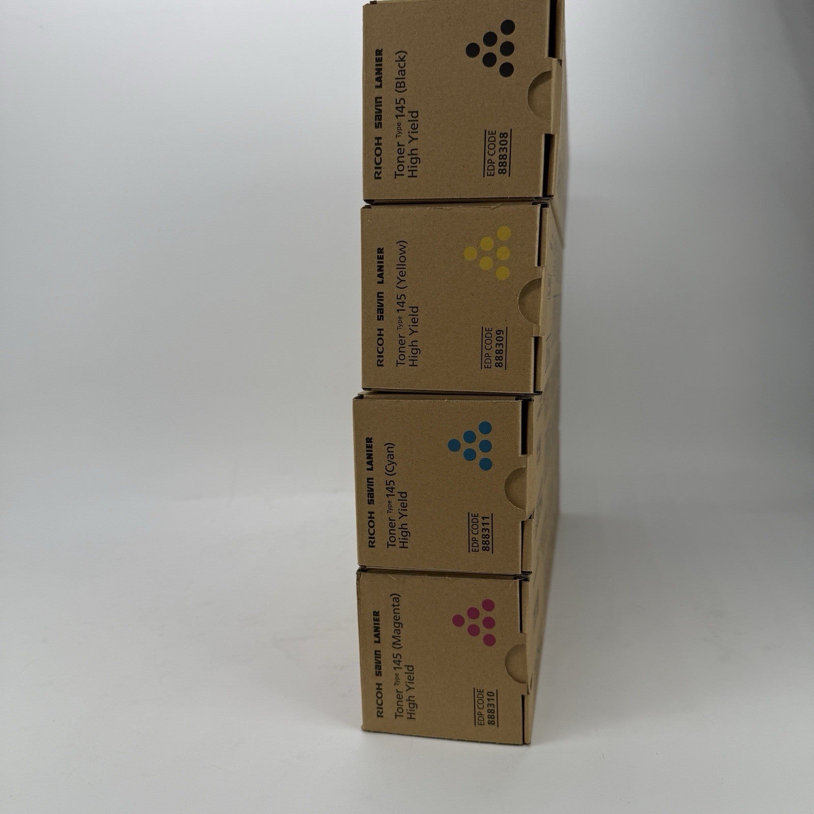 New Genuine Ricoh Savin Lanier LP Toner Cartridge 145 HY Set of 4 - B C M Y