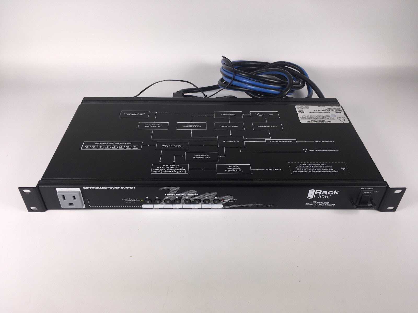Middle Atlantic RLNK-SW815R-SP, 8 Outlet 15A PDU w/RackLink & Sequencing