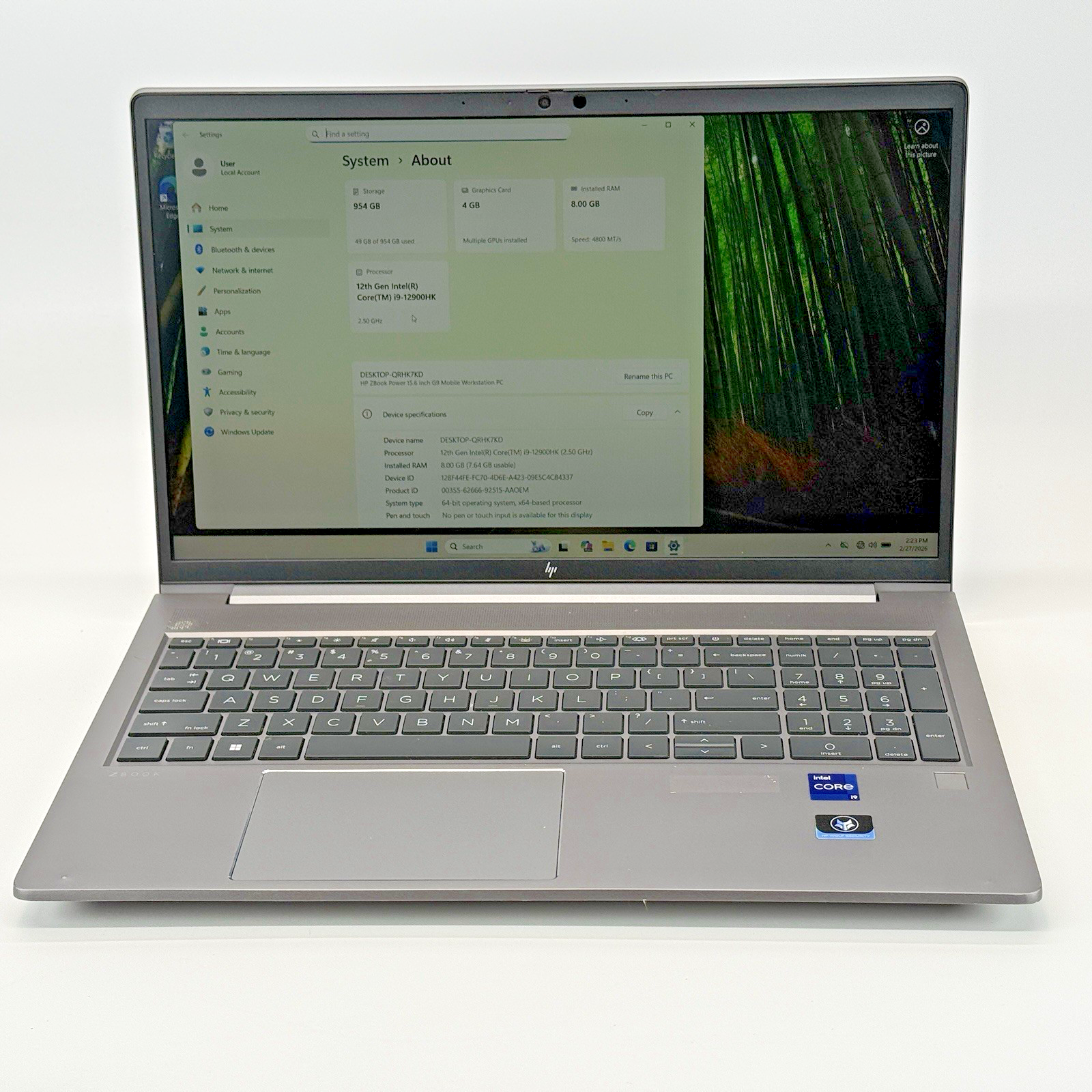 HP Book Power G9 Intel i9-12900HK 8 GB RAM (DDR5) 2 X 512 SSD (NVMe) Win 11 Pro